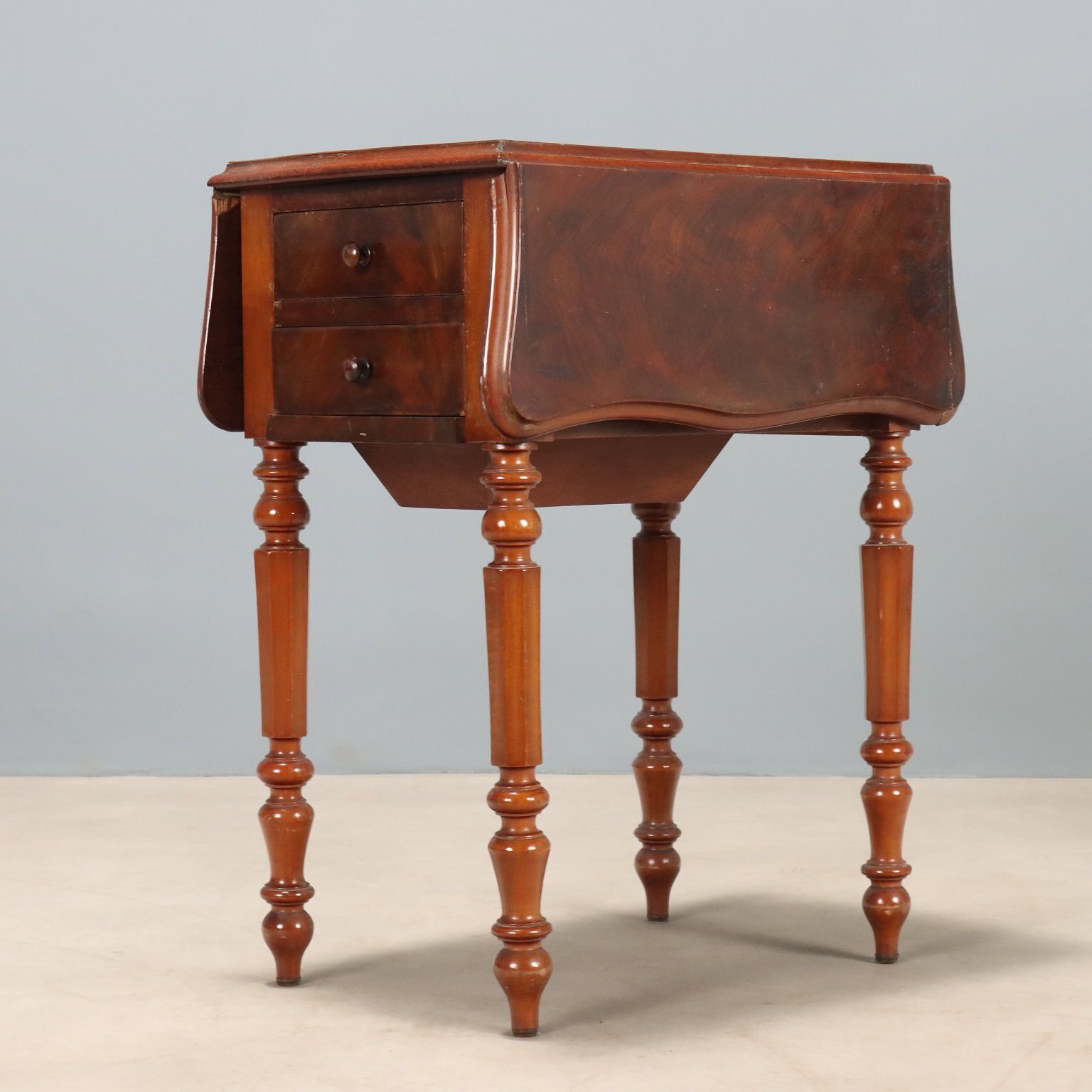 450.0 Antique Working Table Mahogany Veneer Italy XIX Century photo