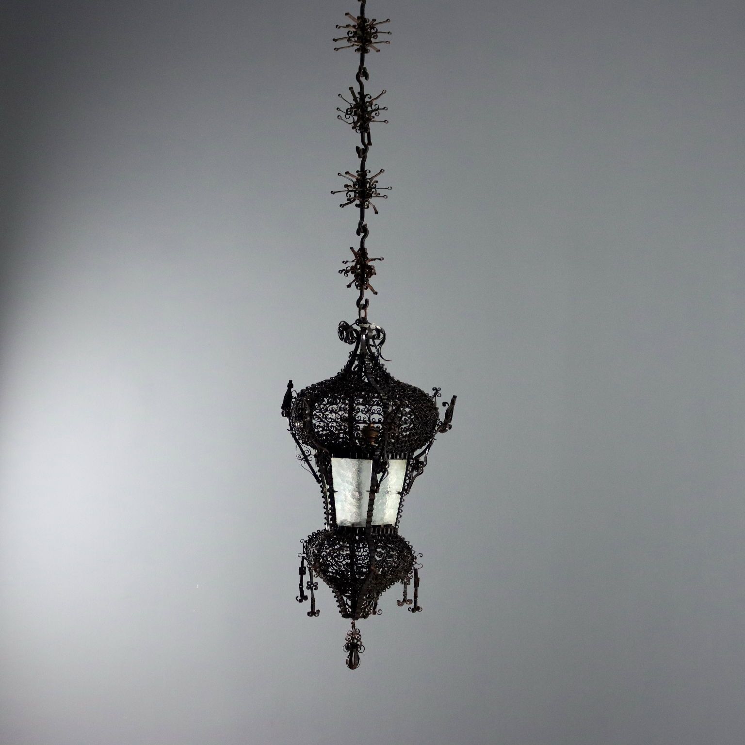 Antique Chandelier Iron Metal Italy XX Century