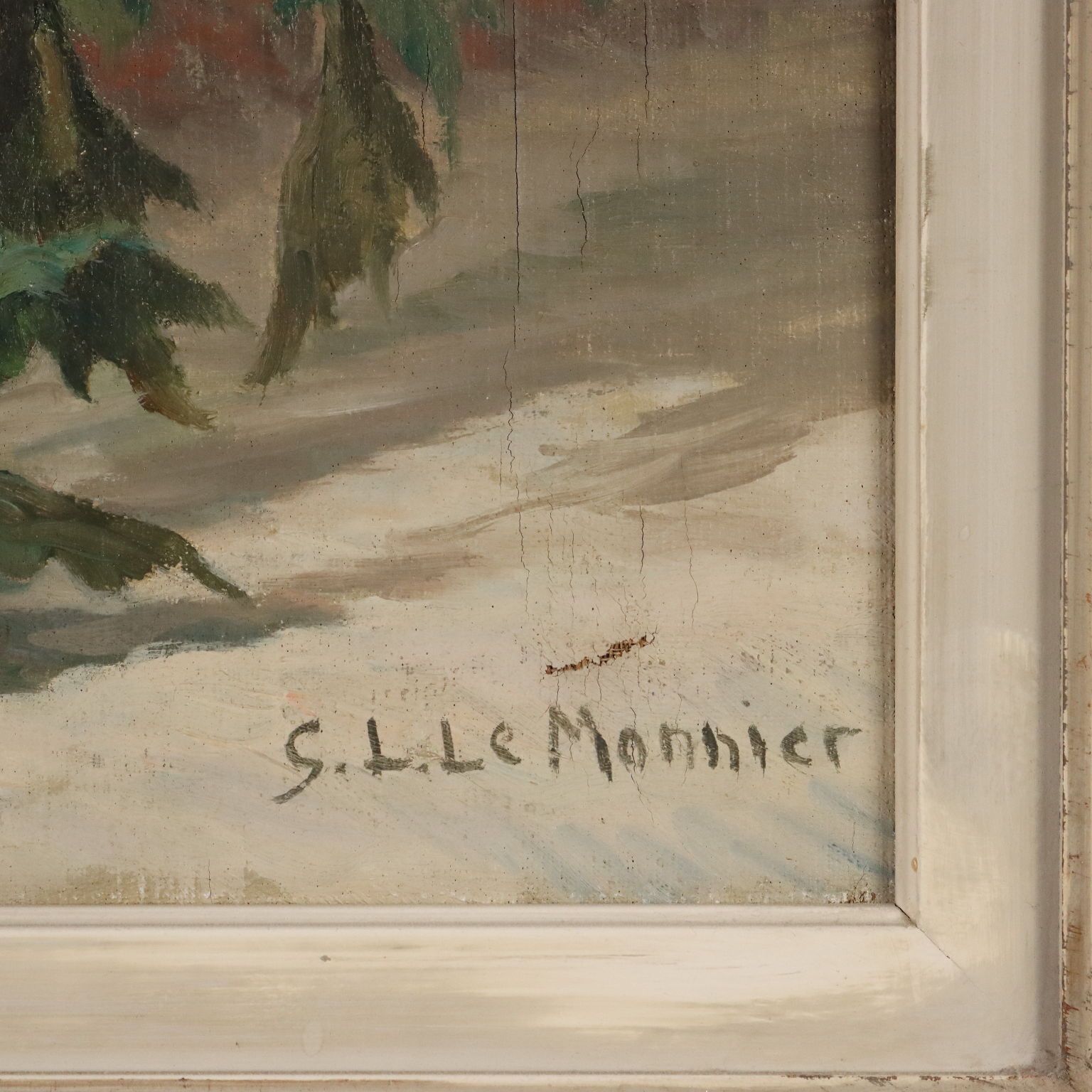 Modern Painting Signed Gaston Louis Le Monnier Oil On Canvas '900 photo vintage