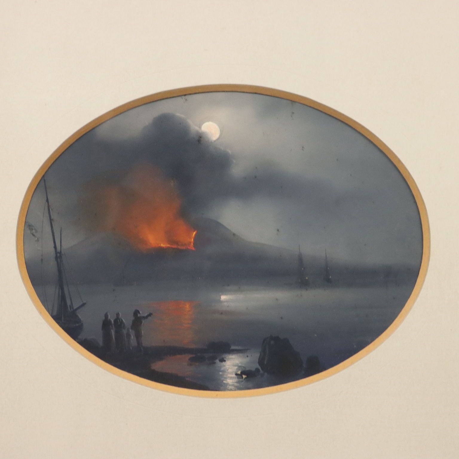 Modern Painting The Eruption Of Vesuvius Gouache On Cardboard '900 photo for sale