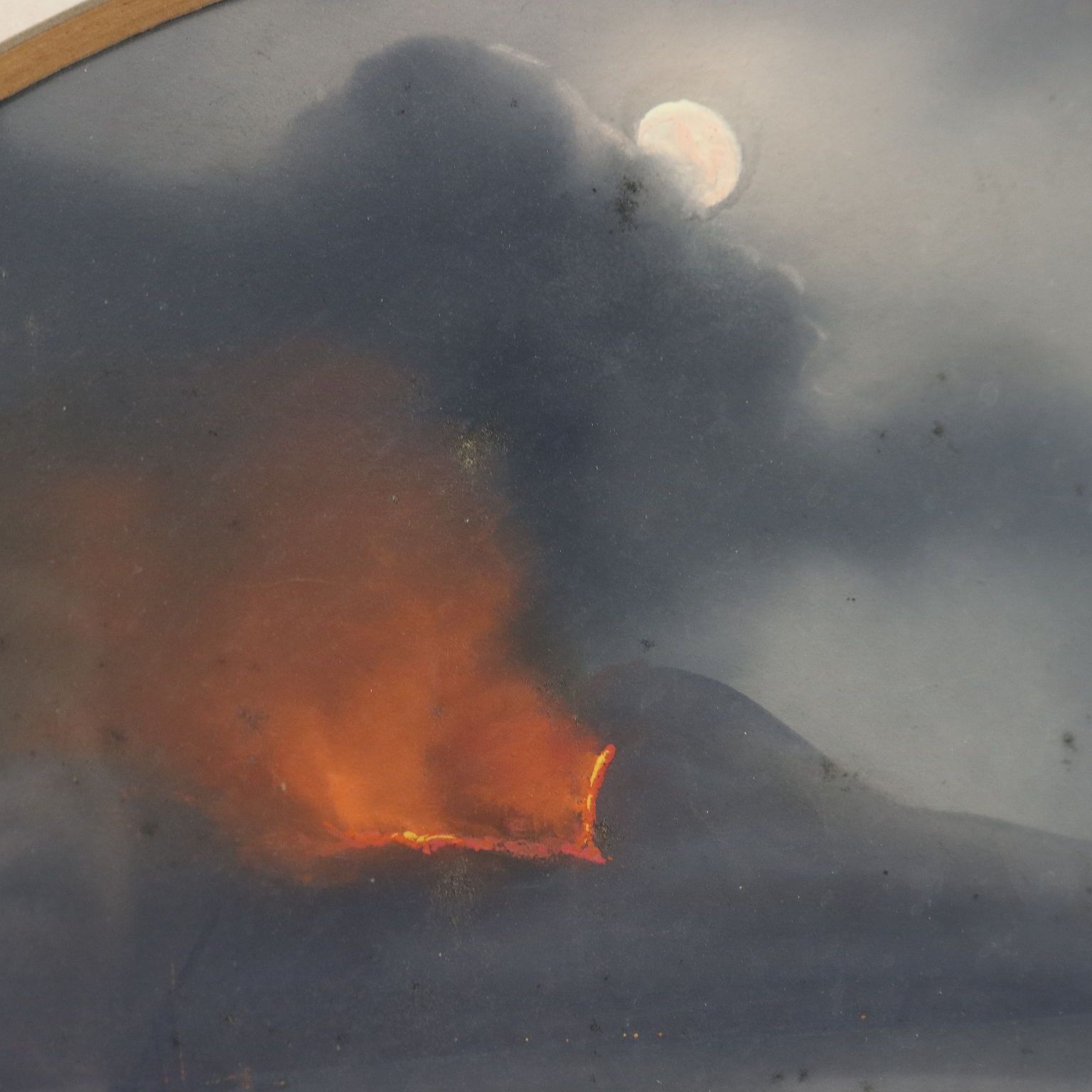 Modern Painting The Eruption Of Vesuvius Gouache On Cardboard '900 photo Art
