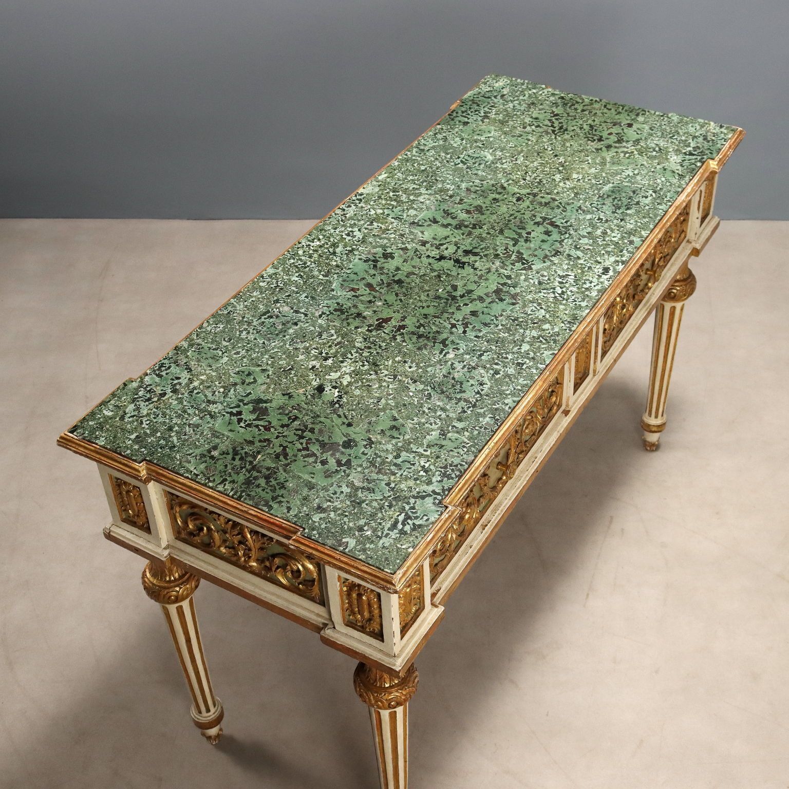photo vinterior Antique Eclectic Table Lacquered Wood Marble Italy XIX Century
