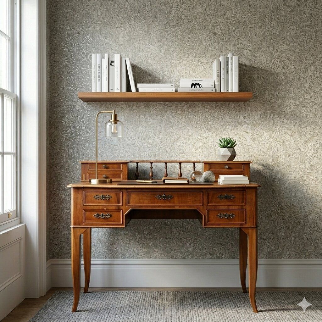 Antique Desk Umbertino Walnut Leather Drawers XIX Century photo furniture