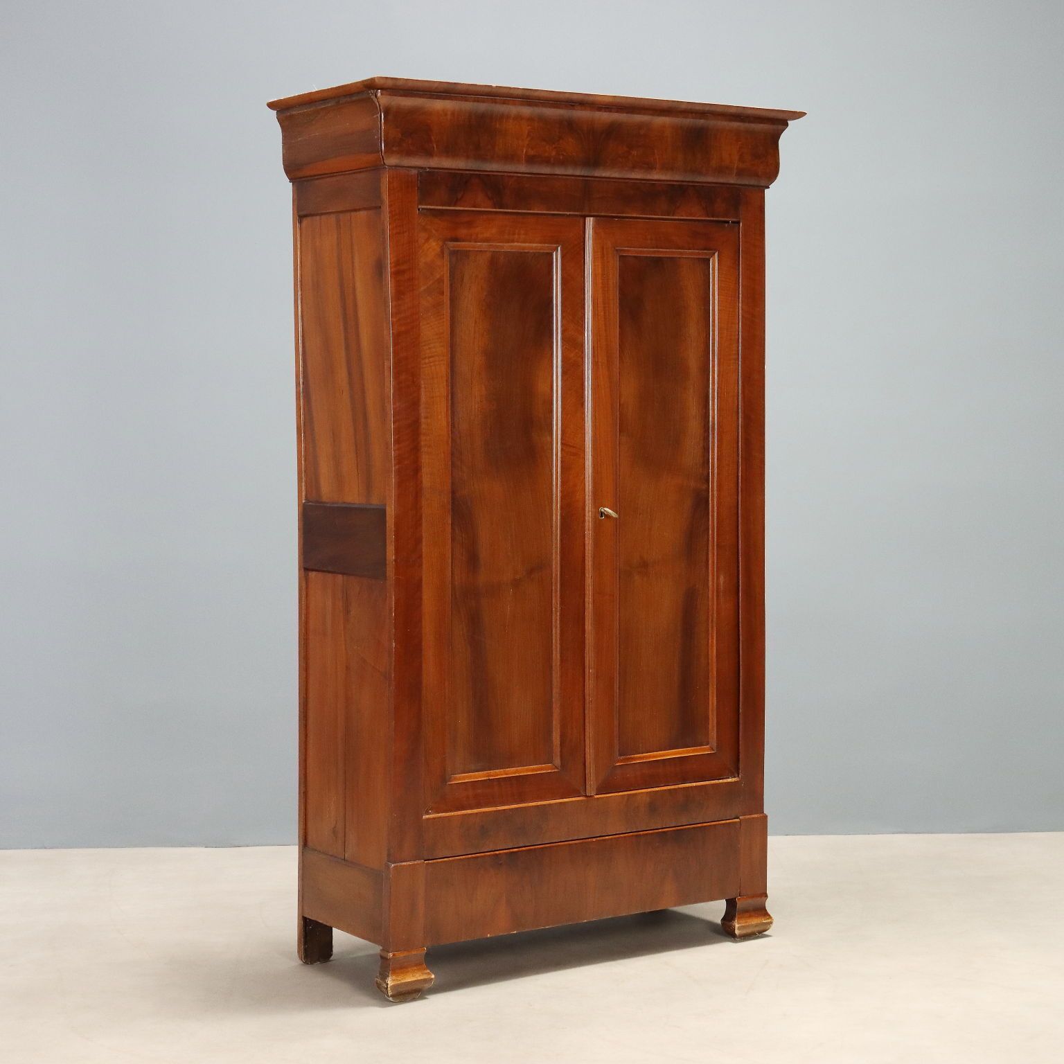 Antique Wardrobe Charles X Walnut Drawers France XIX Century