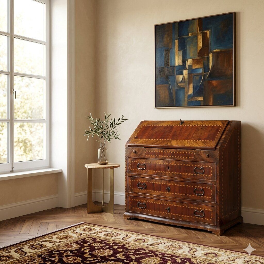 Cabinet à abattant d'époque, essences multiples, Italie, XVIIIe siècle photo furniture