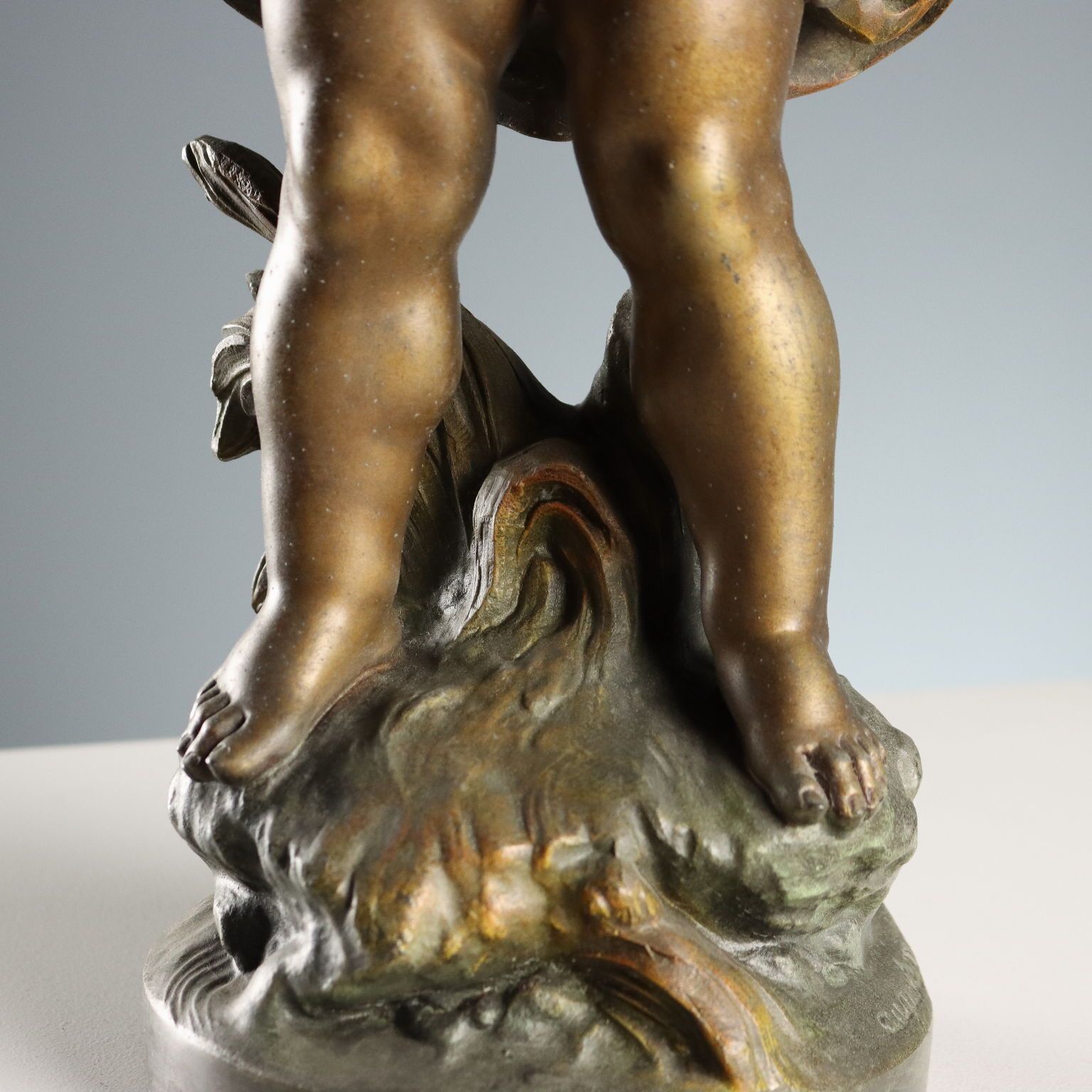 Antique Sculpture Signed Auguste Moreau Antimony France 1906 photo 190.0