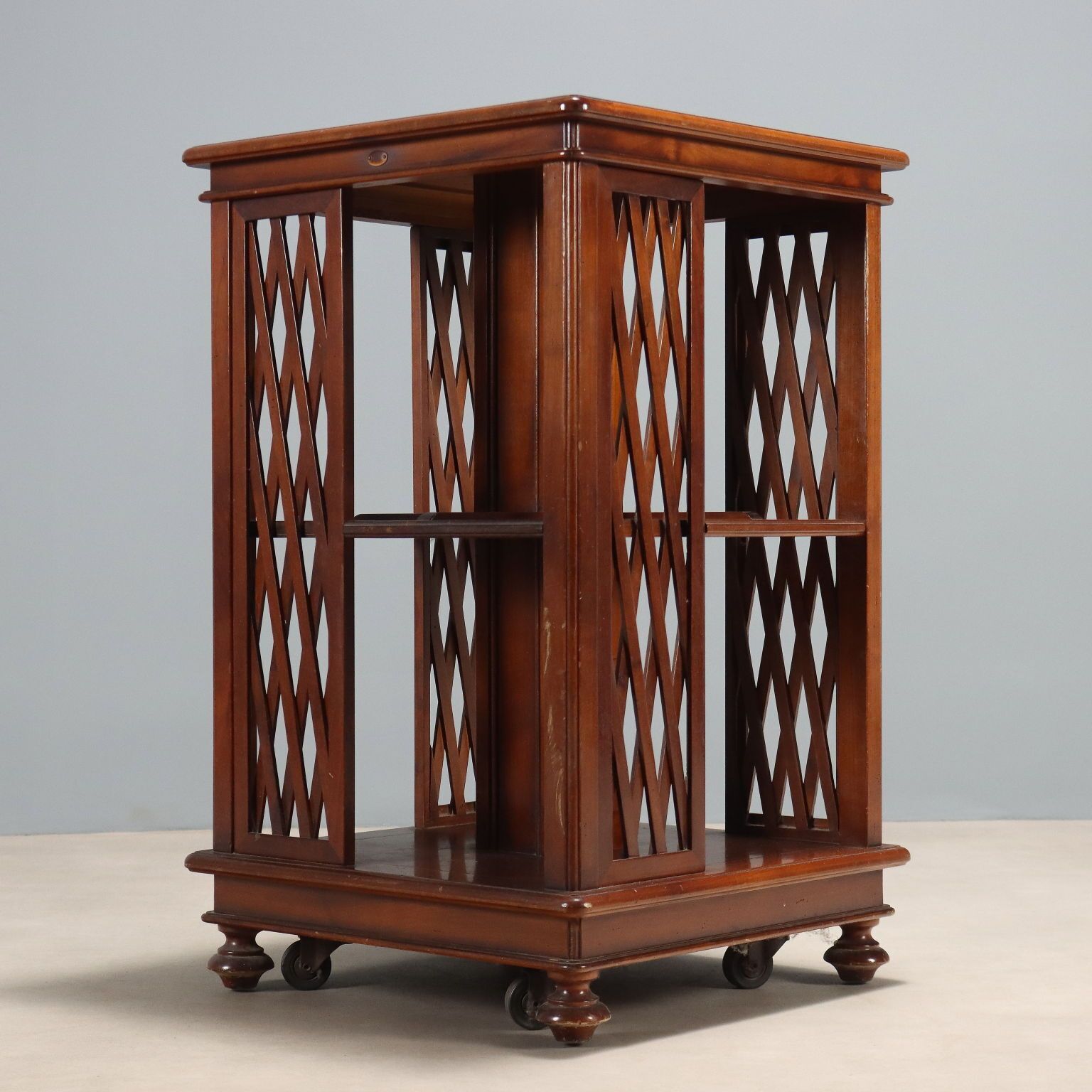 Antique Bookcase Mahogany Double Compartments Italy XX Century photo vintage