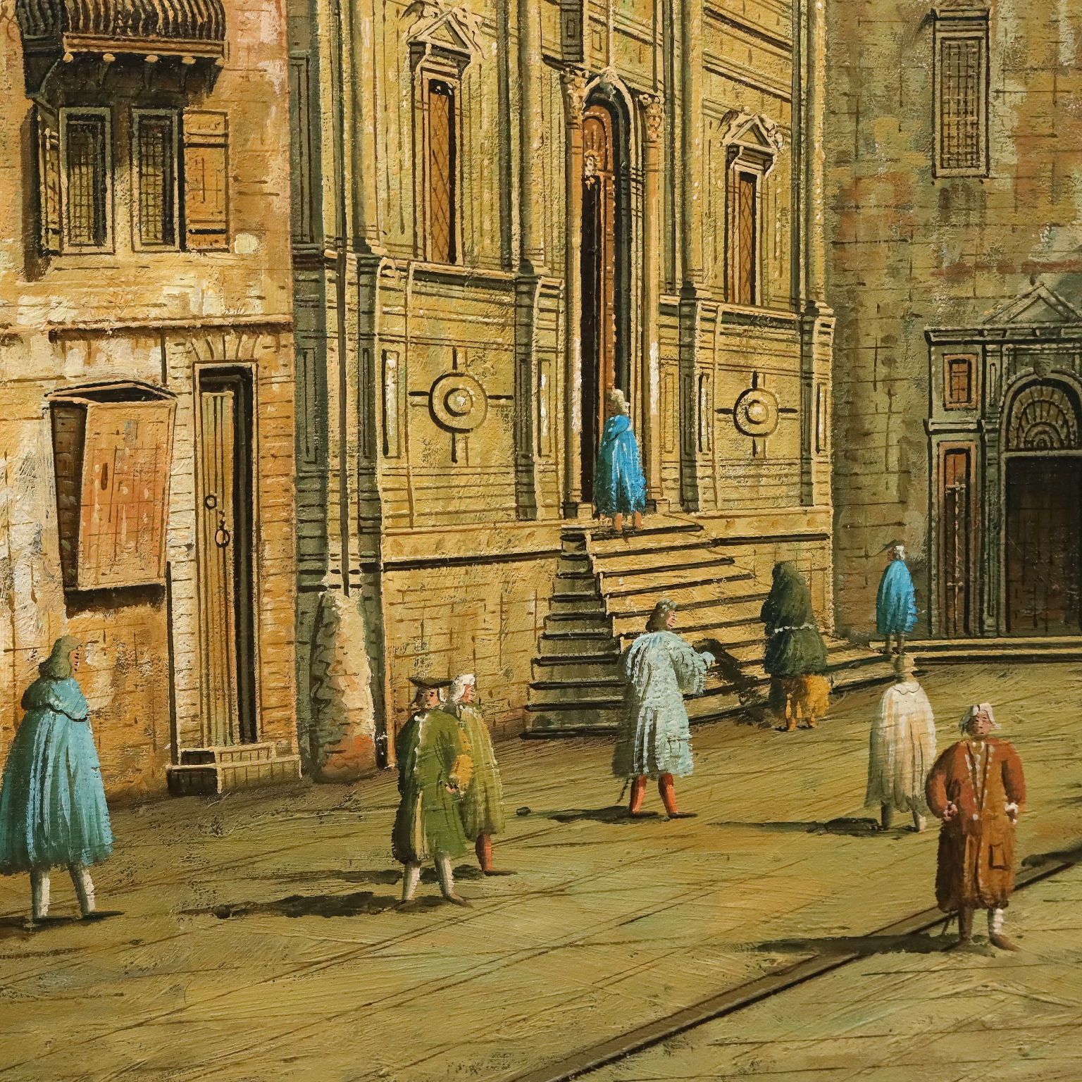 Antique Painting The Campo San Salvador In Venice XX Century photo buy