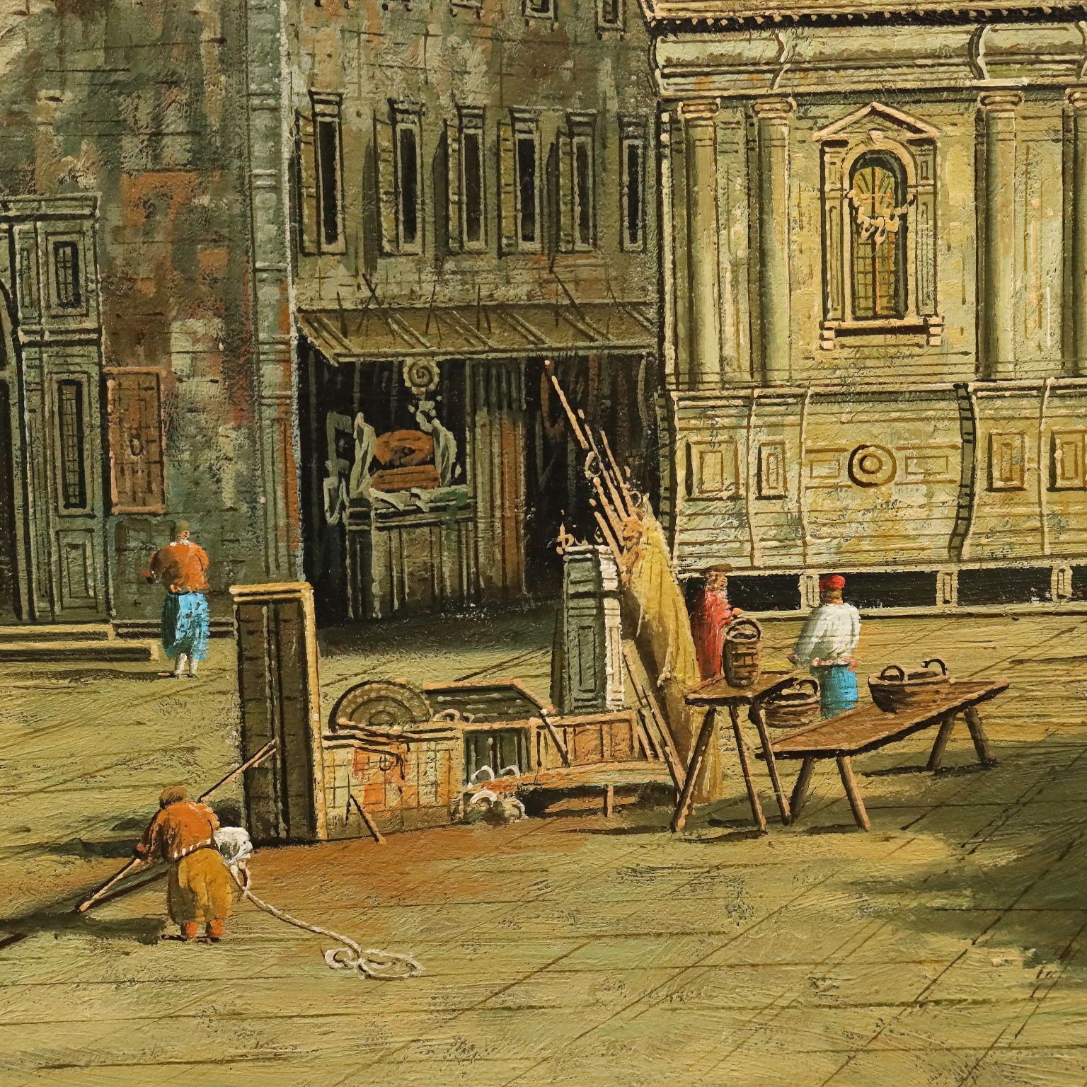 Antique Painting The Campo San Salvador In Venice XX Century photo vintage