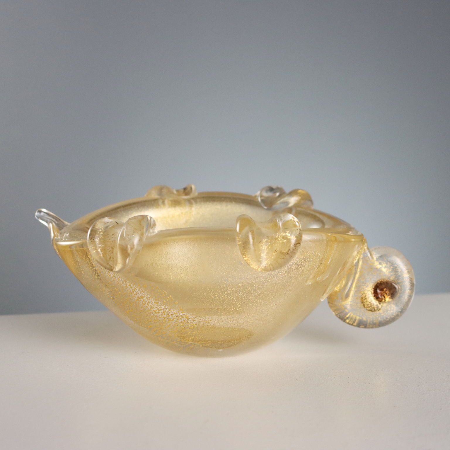 Schildpadvorming Asbak Murano Manufacture Vintage XX Eeuw photo Woonaccessoires