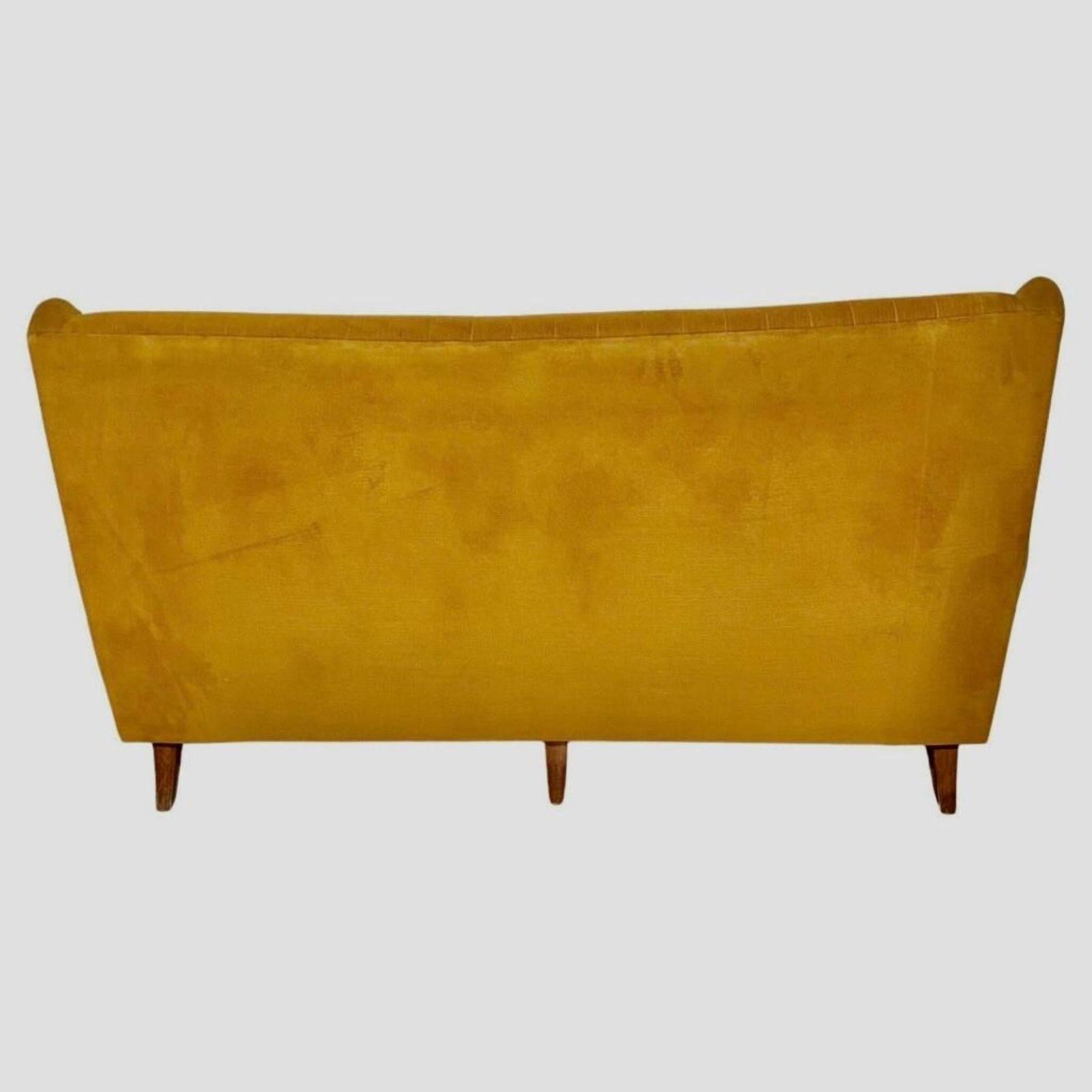 Mid Century Three Seats Velvet Yellow Sofa, In The Style Of Gio Ponti photo Furniture