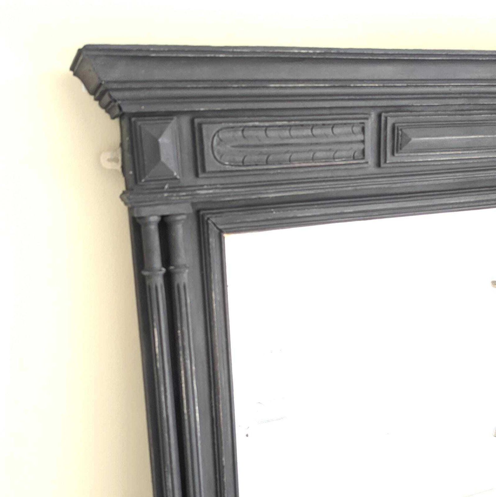 An Antique French Carved Wooden Painted Over Mantel Mirror Antique Wood Framed Mirror photo buy