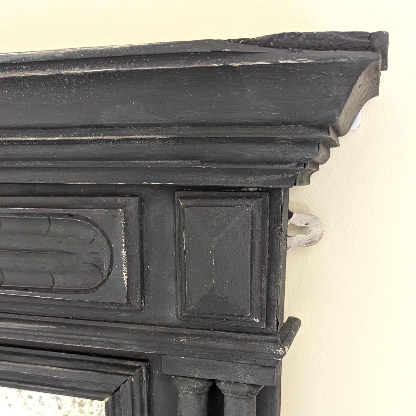 photo buy An Antique French Carved Wooden Painted Over Mantel Mirror Antique Wood Framed Mirror