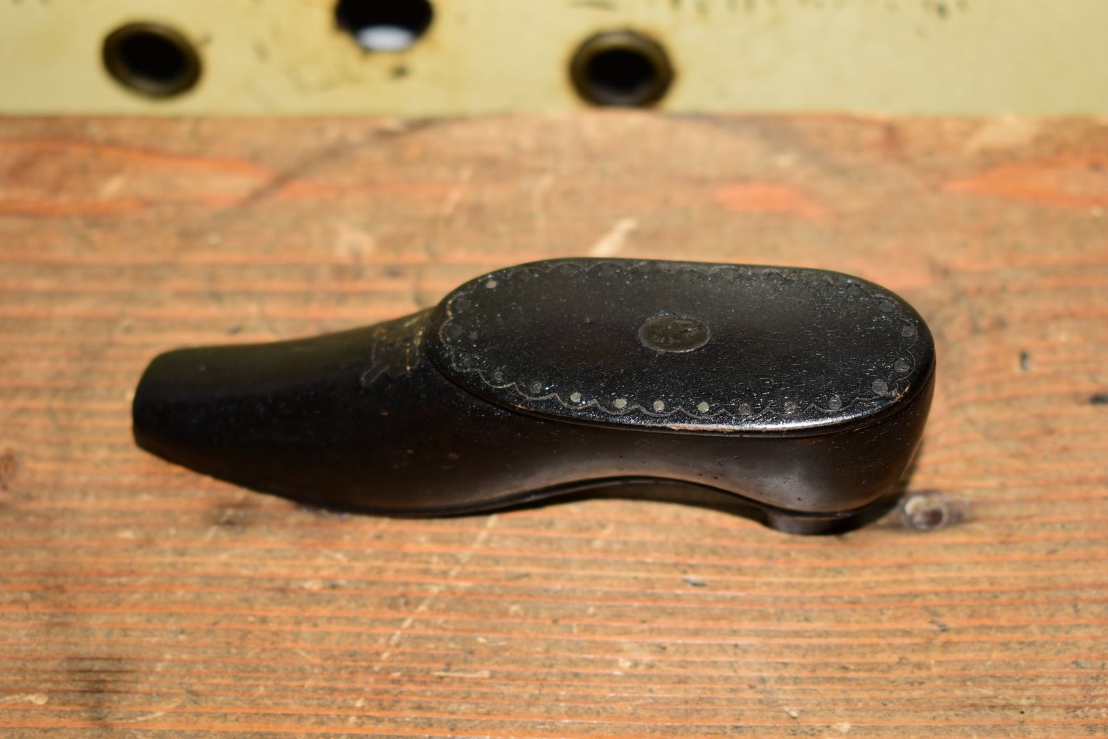 19th Century Treen Carved Wood Shoe Snuff Box photo 128.0