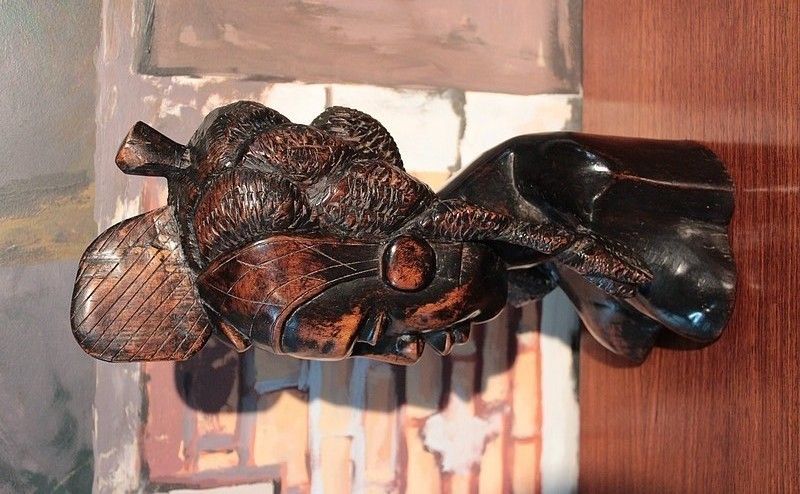 African Bust Mahogany 20th photo Art