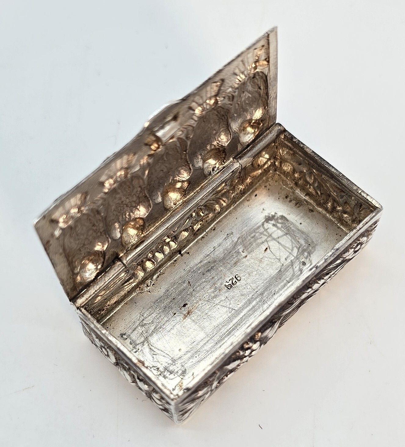 photo for sale 19th Century Silver Box, Heavily Cast Depicting 4 Birds, Continental Circa 1880