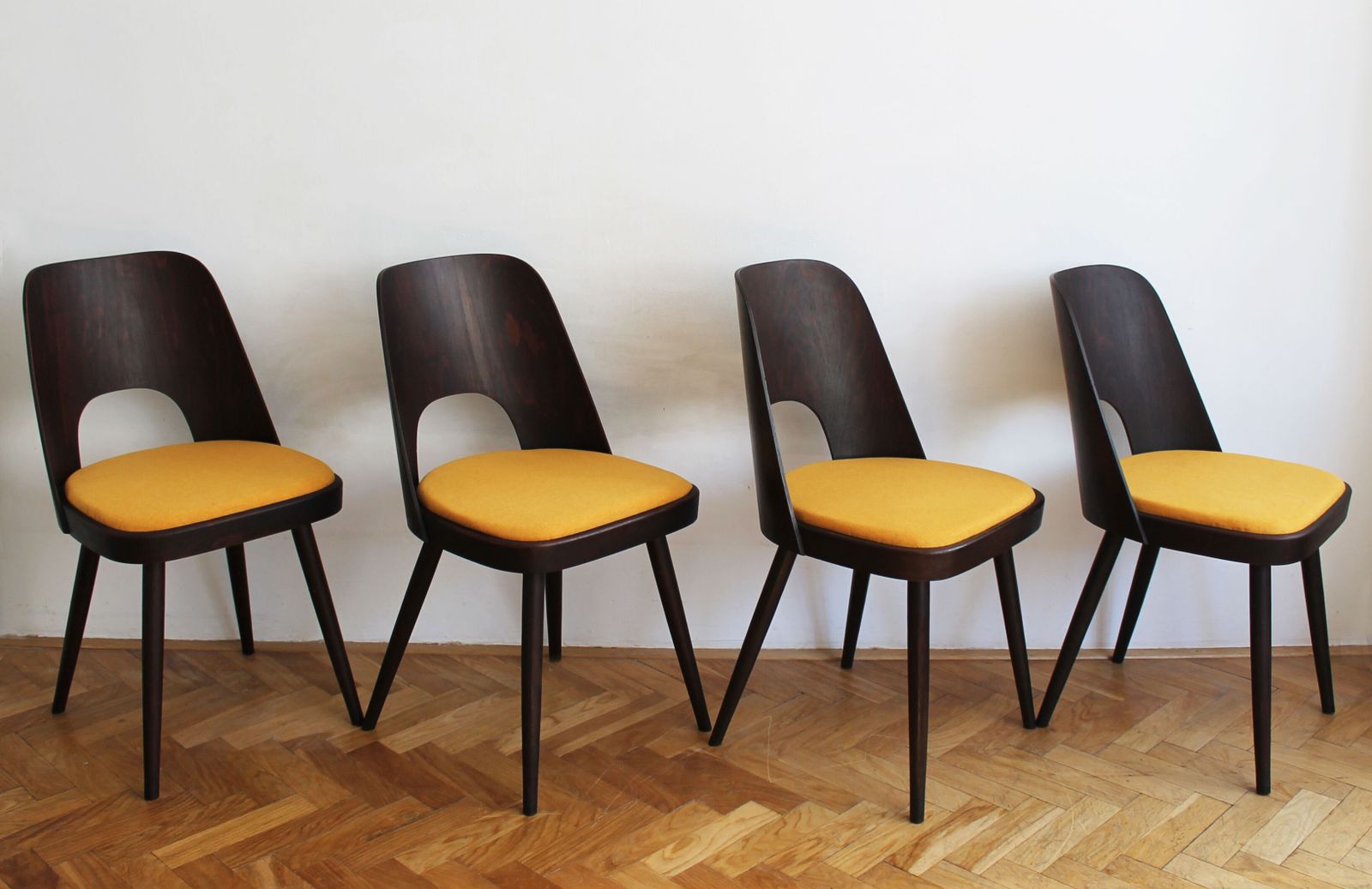 1950's Set Of Four Mid Century Dining Chairs By Oswald Haerdtl photo for sale