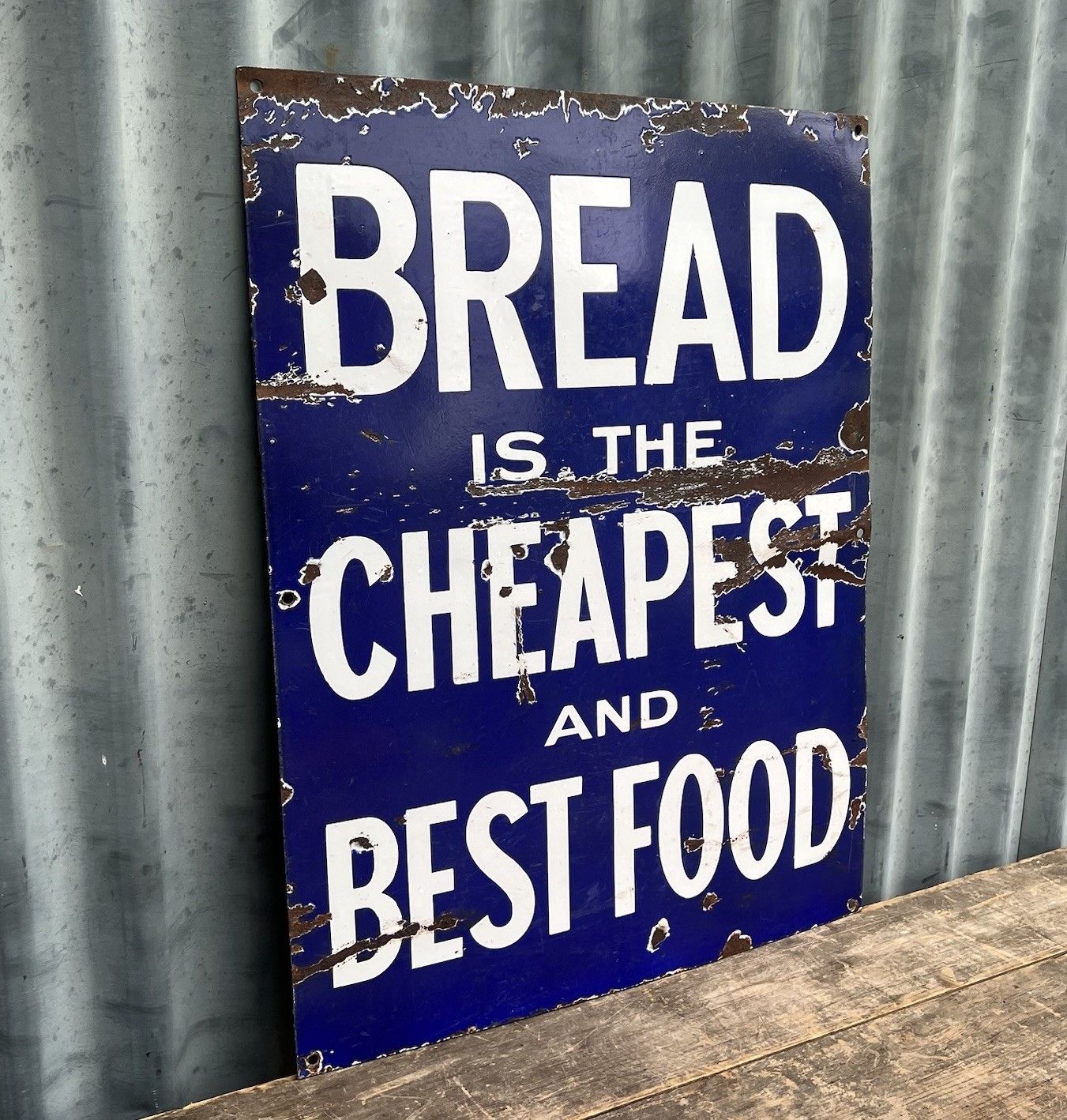 Vintage Bread Is The Cheapest And Best Food Enamel Sign Bakery photo Home Decor