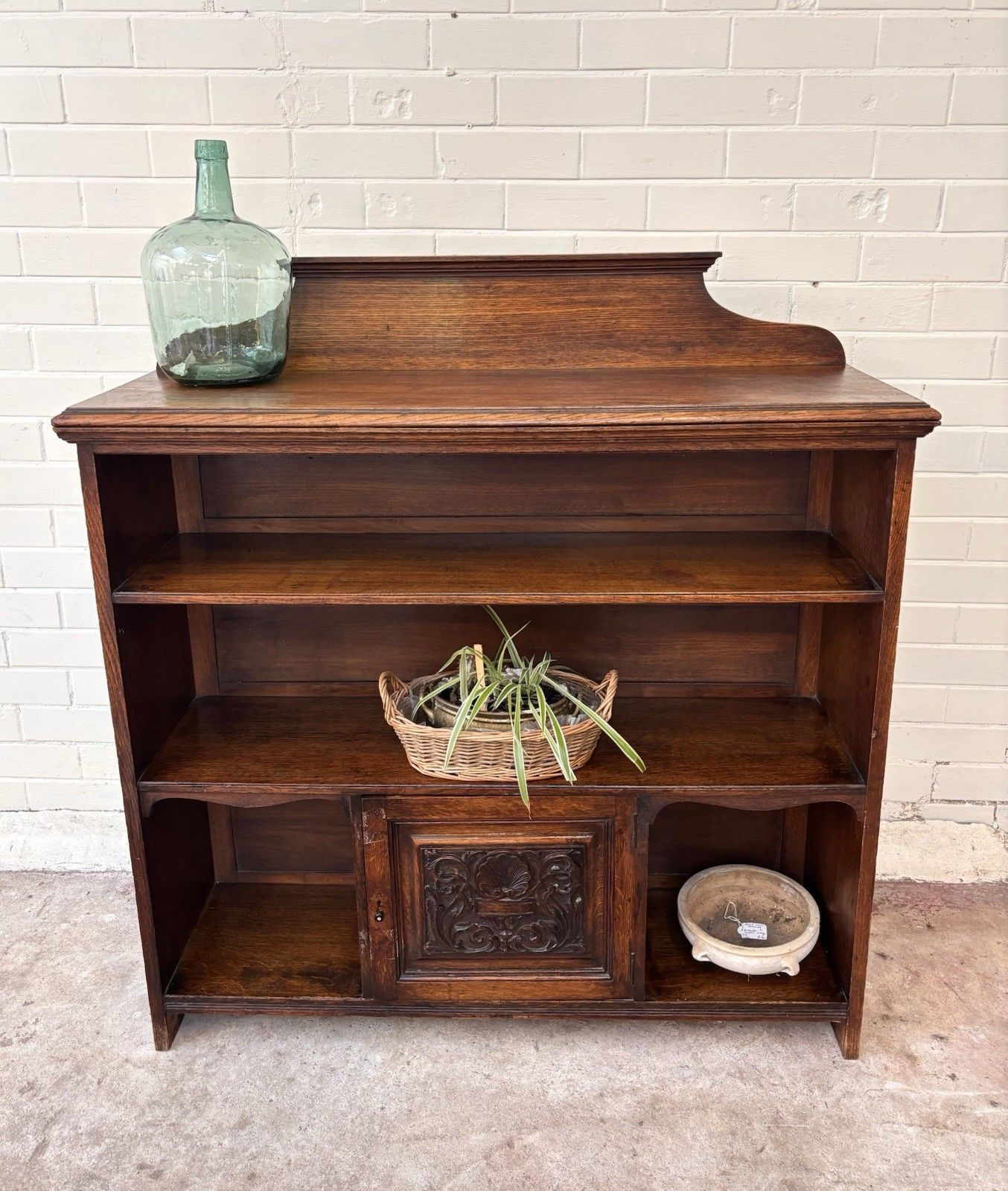 A Very Nice Late 19th Century, Early 20th Century Open Oak Bookcase.