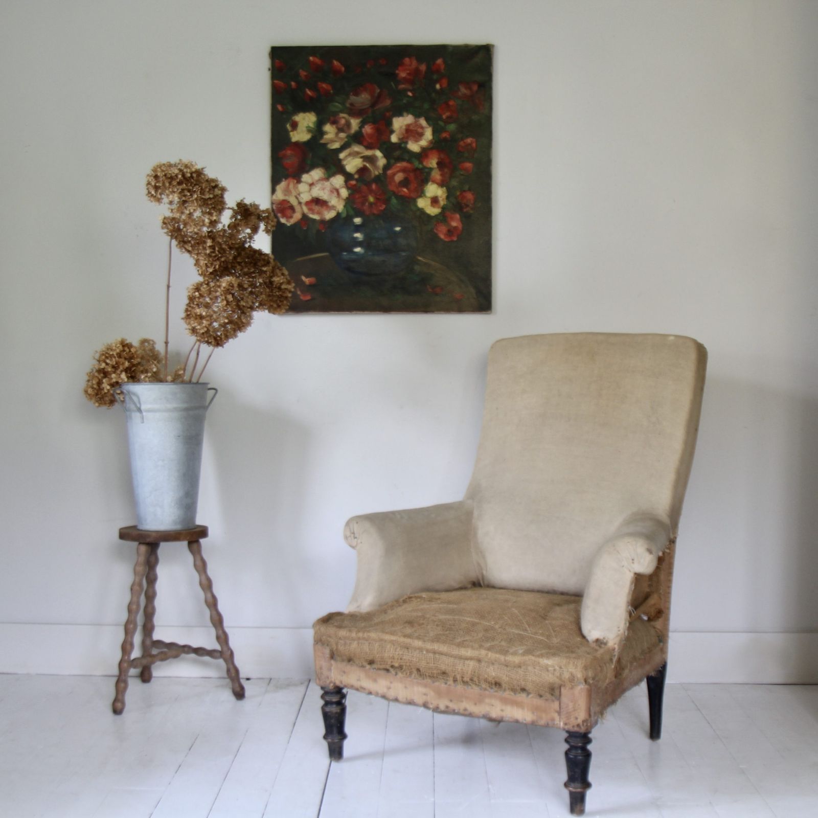 Large Turn Of The Century French Floral Oil Painting On Canvas photo buy