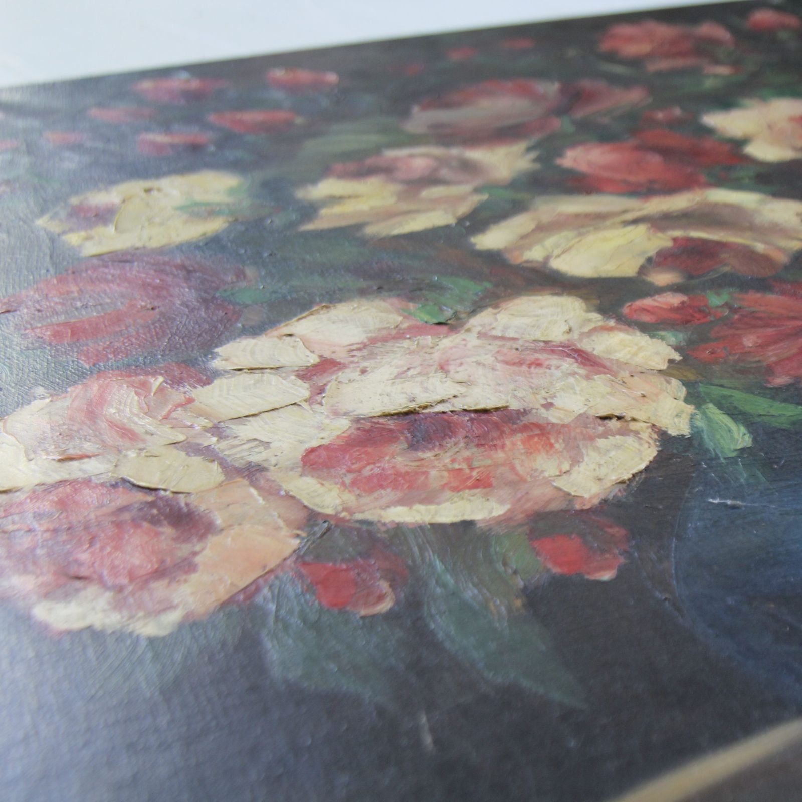 photo vinterior Large Turn Of The Century French Floral Oil Painting On Canvas