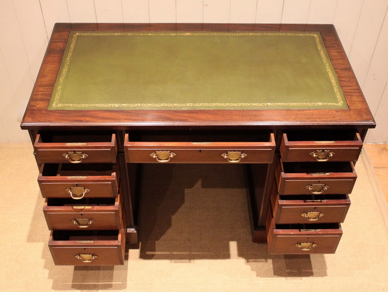 Edwardian Walnut Pedestal Desk photo vintage