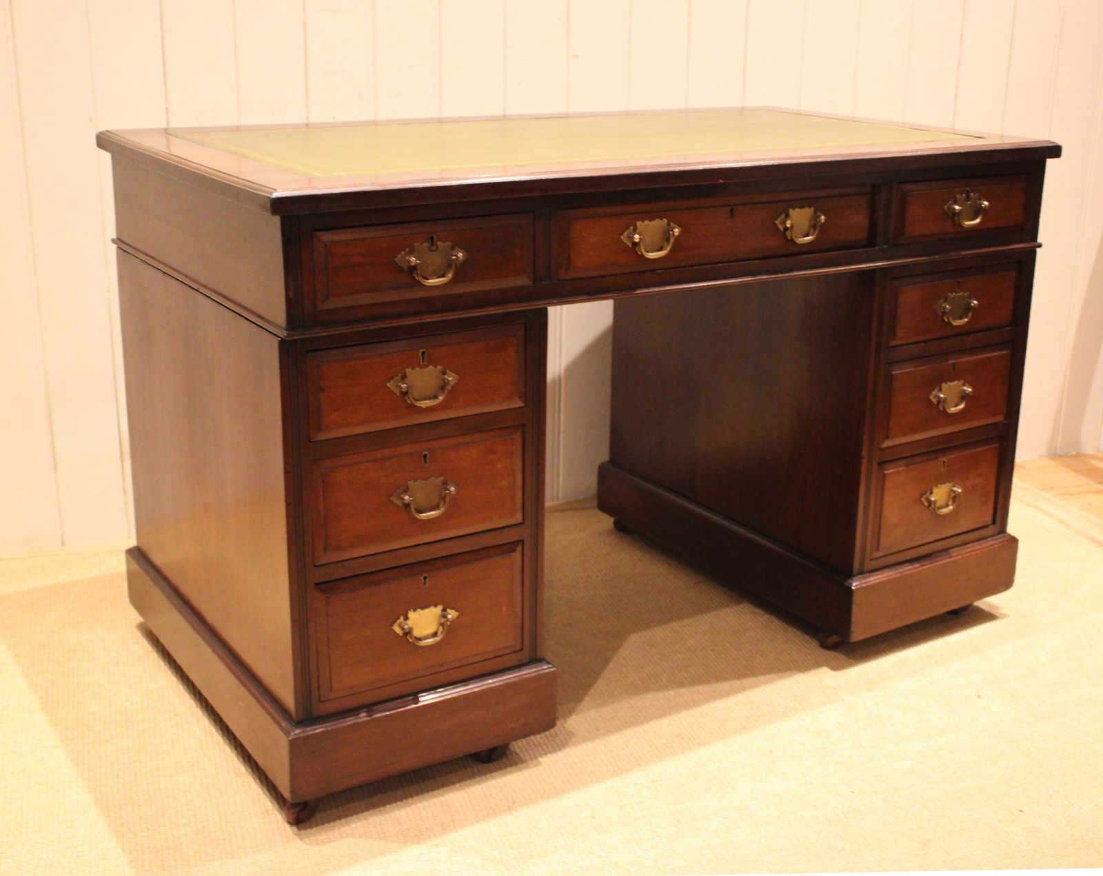 Furniture Edwardian Walnut Pedestal Desk photo