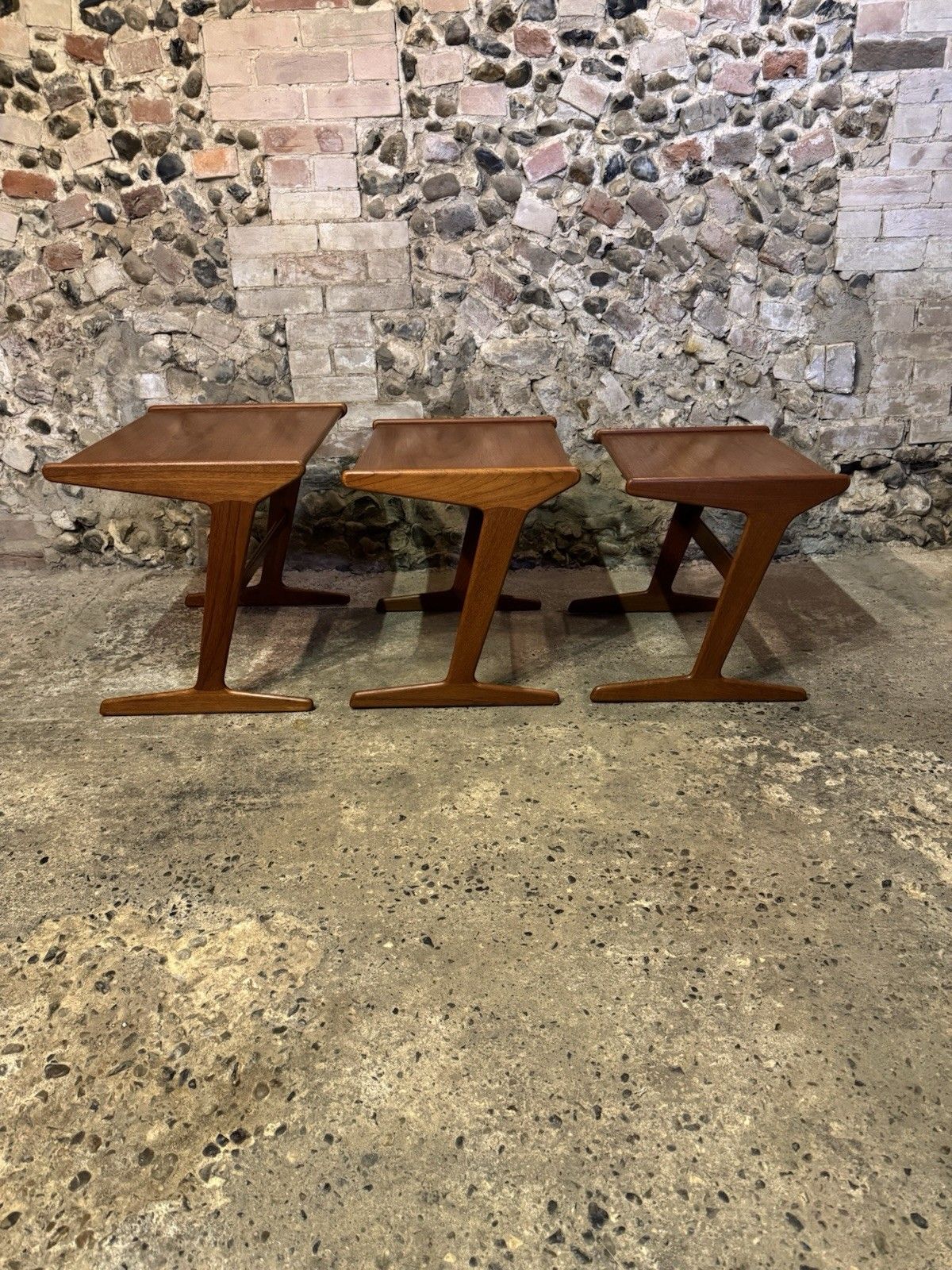 photo vintage 🚛 Vintage Mid Century Danish Mogens Kold Teak Nest Of Tables Mcm