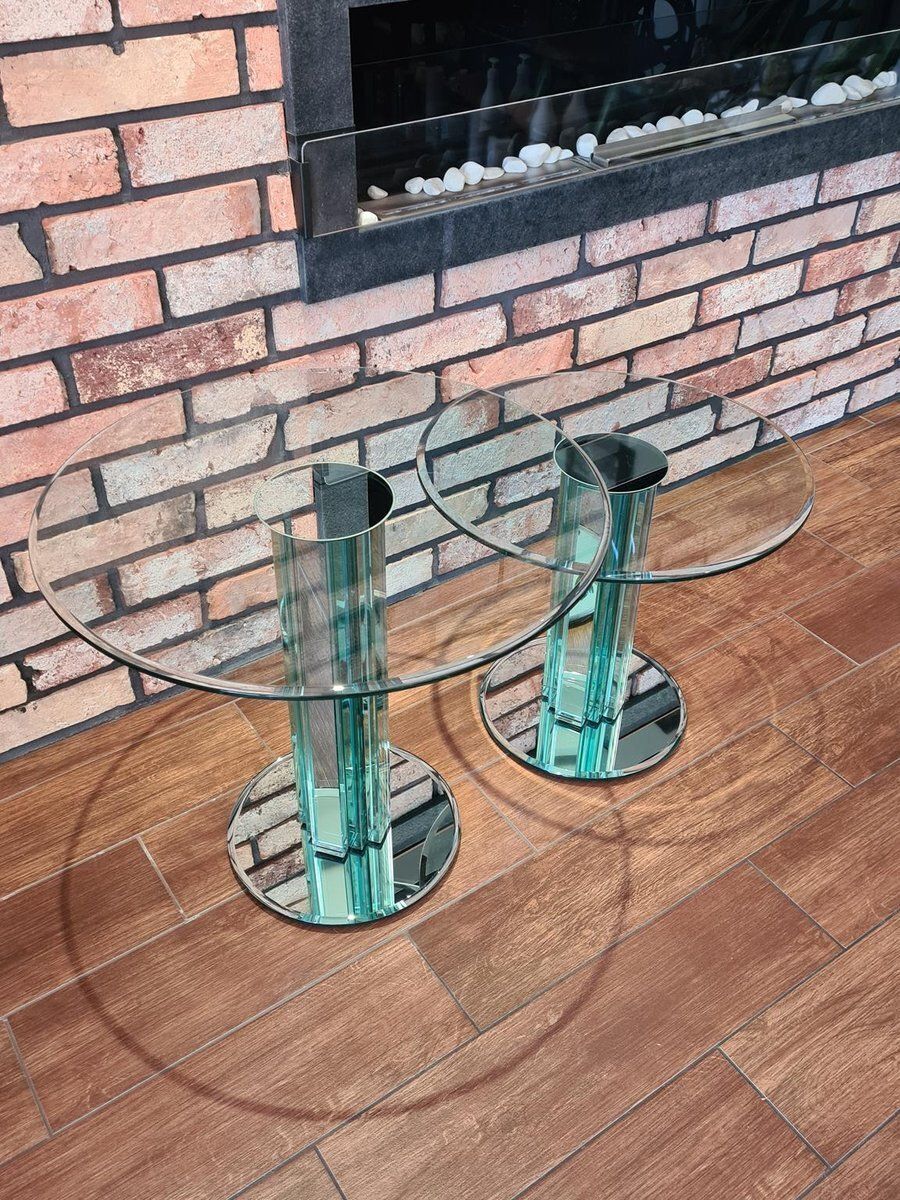 photo furniture Glass Side Tables By Luigi Massoni For Gallotti & Radice, Italy, 1970s, Set Of 2