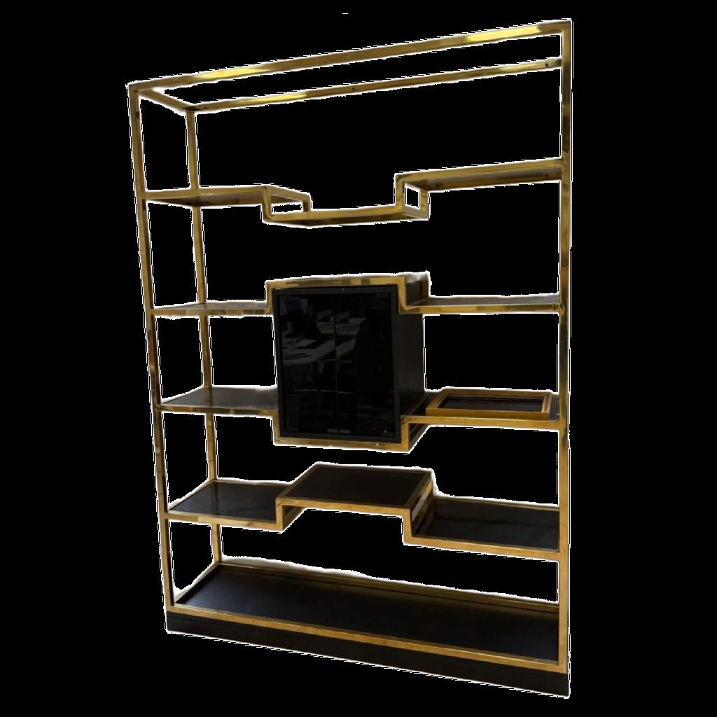 Brass & Glass Shelving / Etagère By Romeo Rega, Italy Ca. 1970s photo for sale