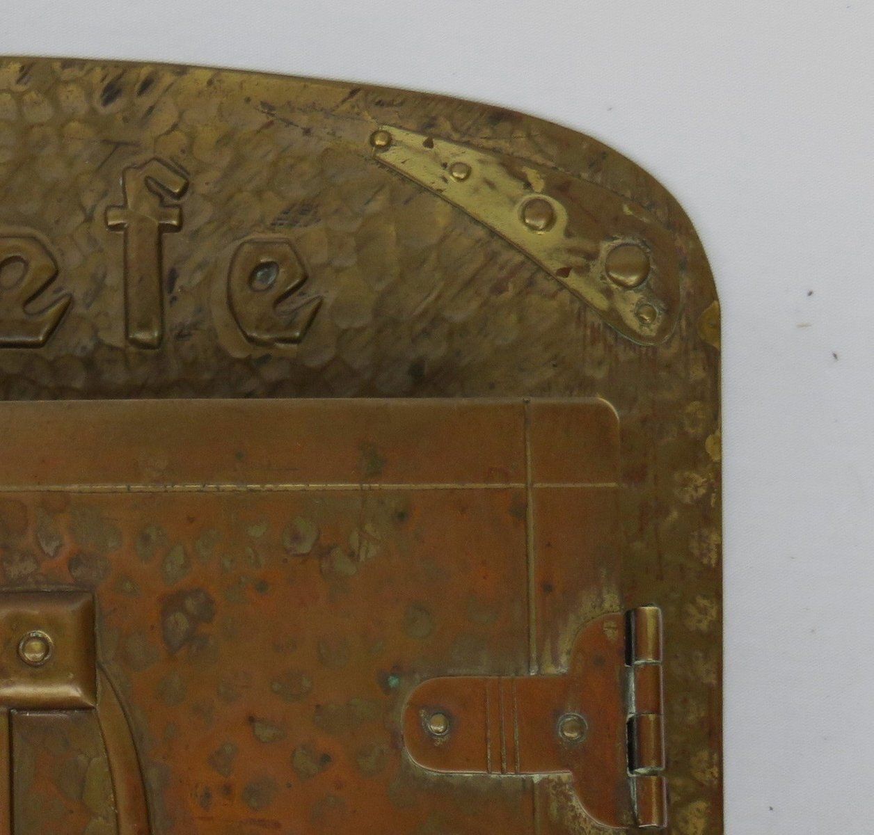 photo furniture Art Nouveau Handmade Copper And Brass Mailbox, Germany, 1890s