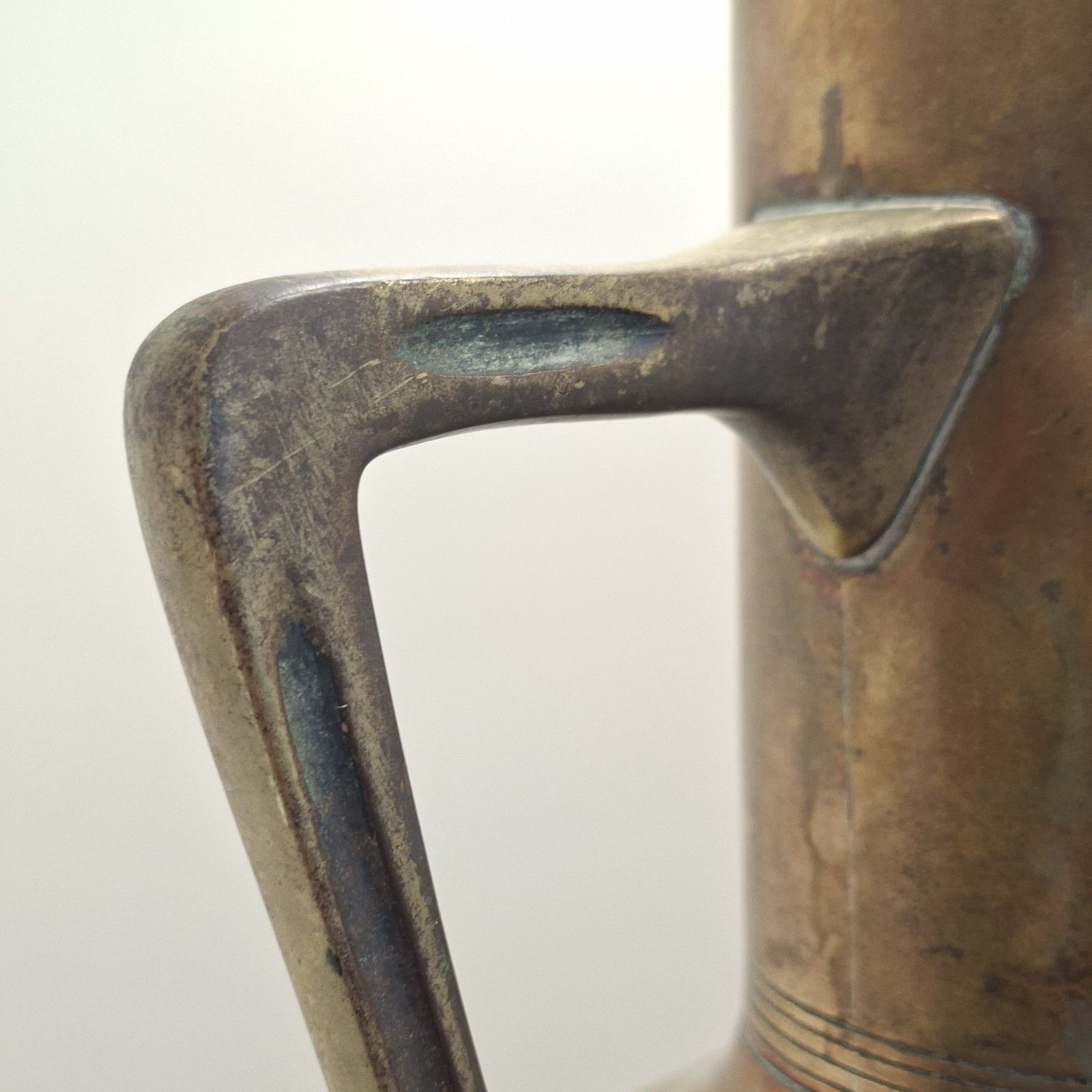 Art Nouveau Arts & Crafts Brass Amphora Vase With Handles Large British Antique photo buy