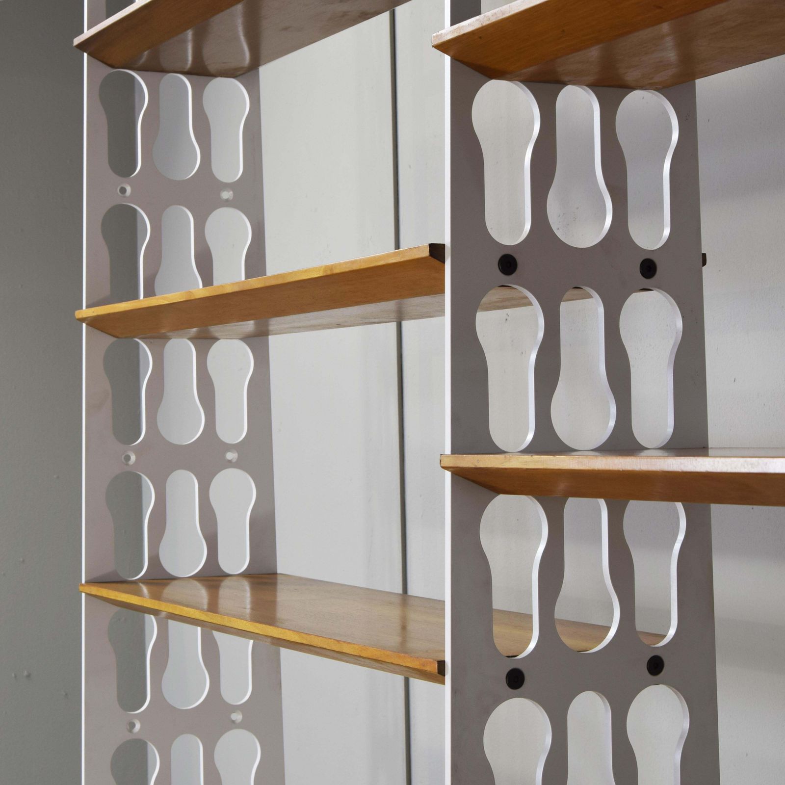 4081.0 Misia Arte Historical Editions: Mid Century Teak & Lacquered Metal Bookshelf photo