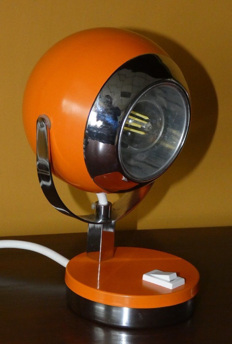 Vintage Orange Eyeball Lamps By Goffredo Reggiani For Reggiani, Italy, 1970s, Set Of 2 photo Lighting