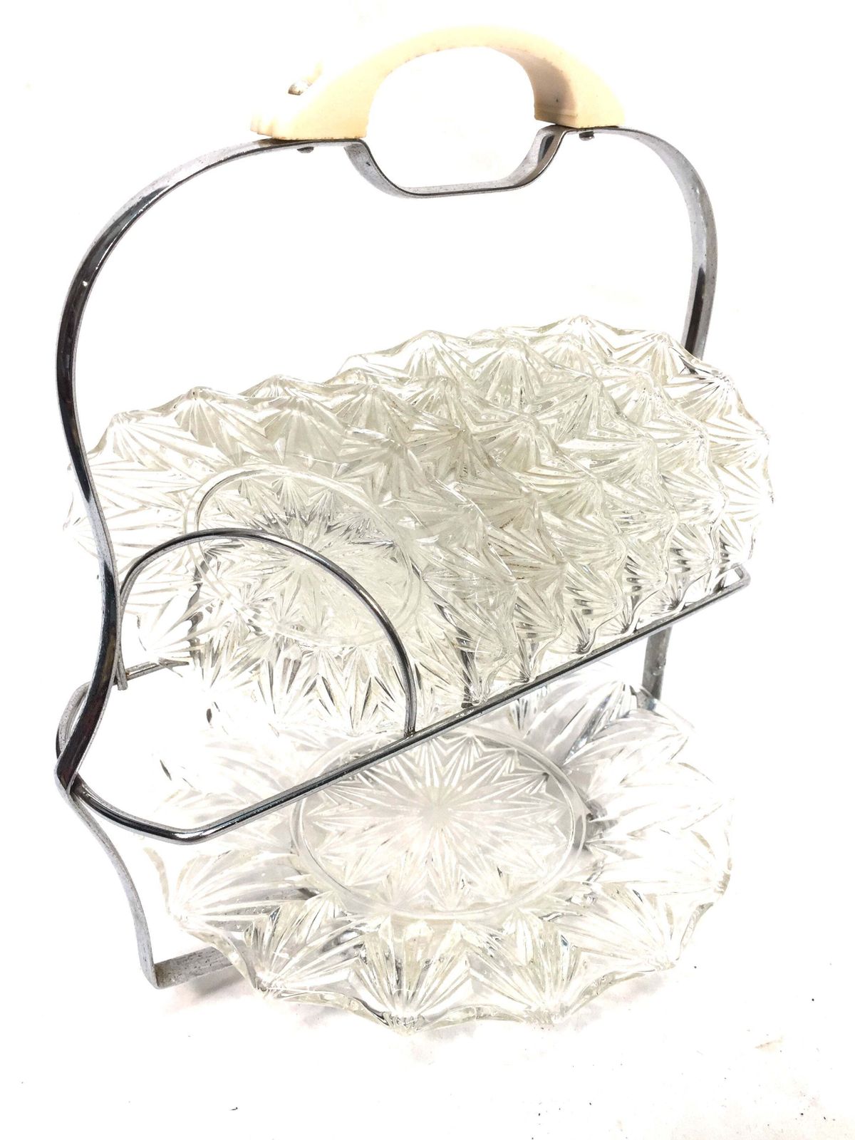 Vintage Cut Glass Plate Dessert Cake Stand Set Serving Plates / Dinnerware photo furniture