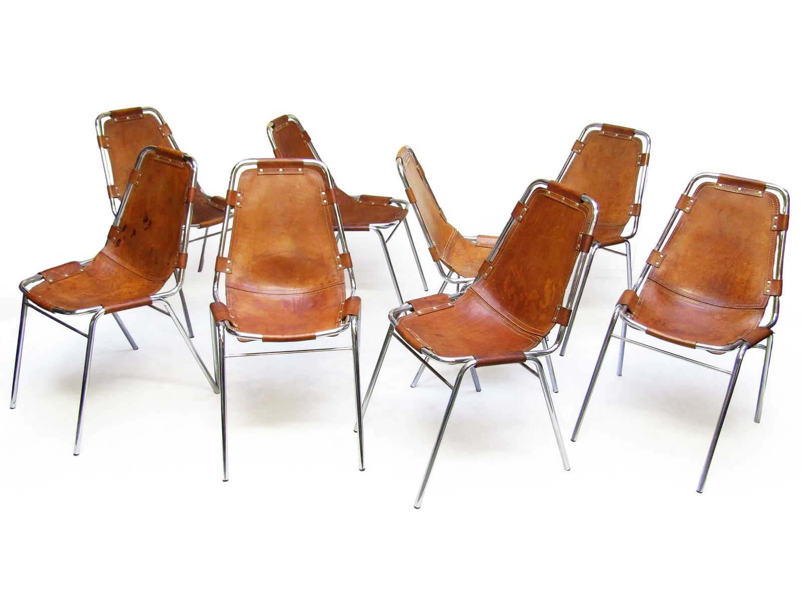 Eight Italian 1960s Charlotte Perriand "Les Arcs" Chairs By Dal Vera photo for sale