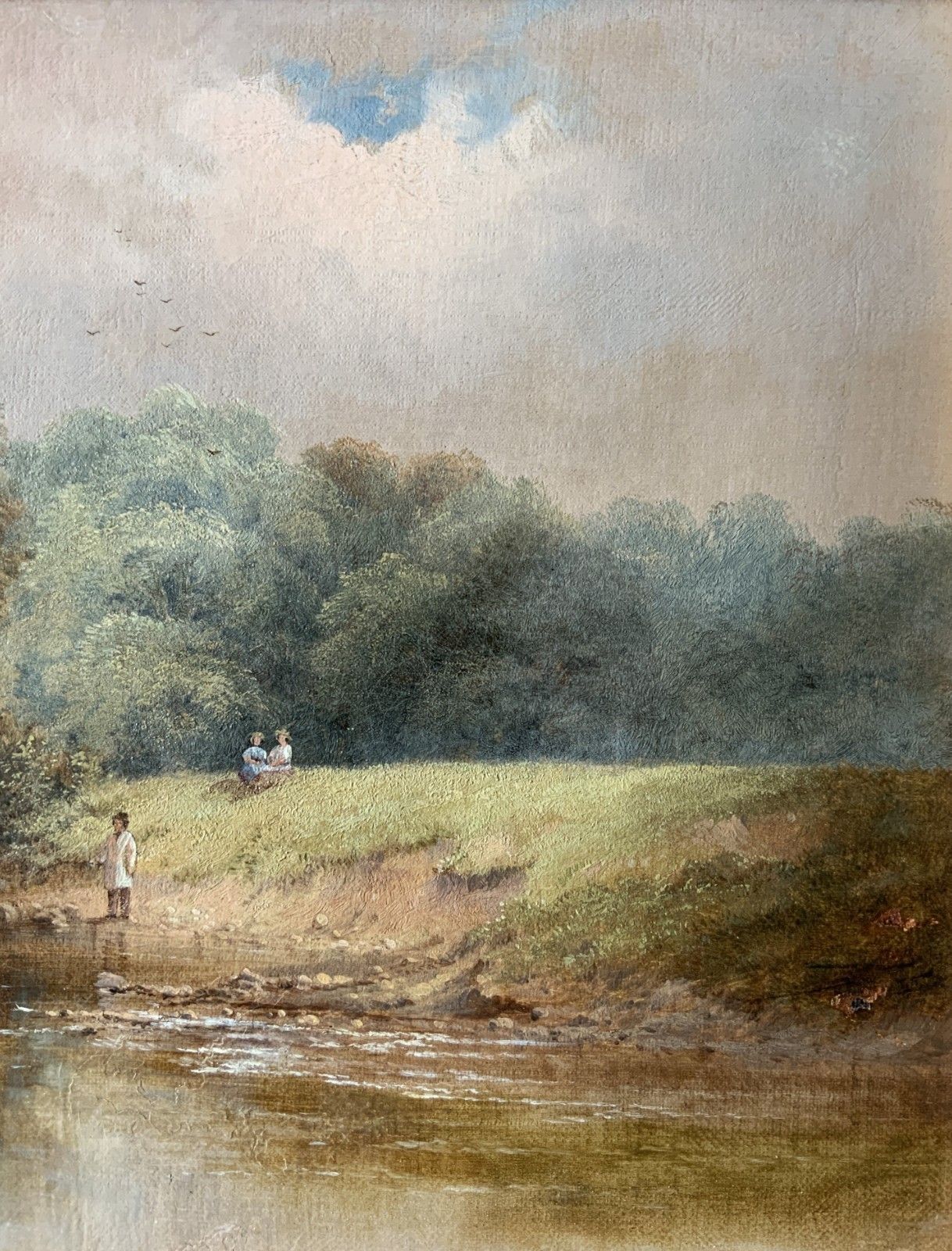 On The Teme, Leigh Woods Original Signed 19th Century Landscape Oil Painting photo Art