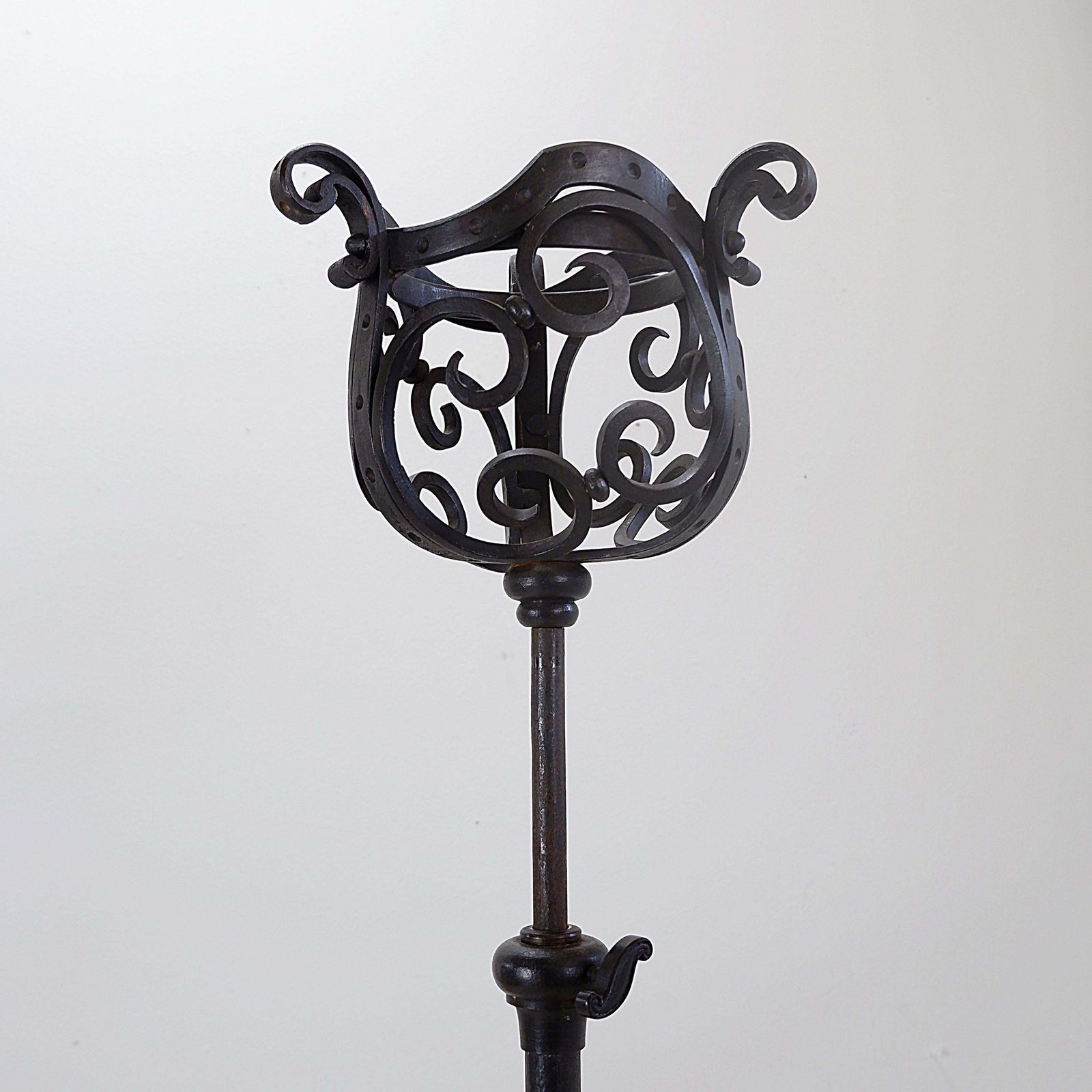 photo for sale Art Nouveau Wrought Iron Tripod Floor Candlestick   Torchère