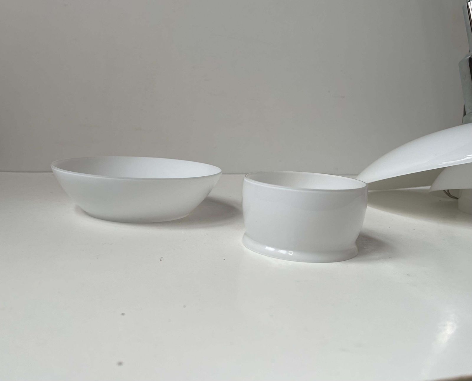 photo furniture Vintage Ph 3/2 Pendant Lamps In White Opaline Glass By Poul Henningsen For Louis
