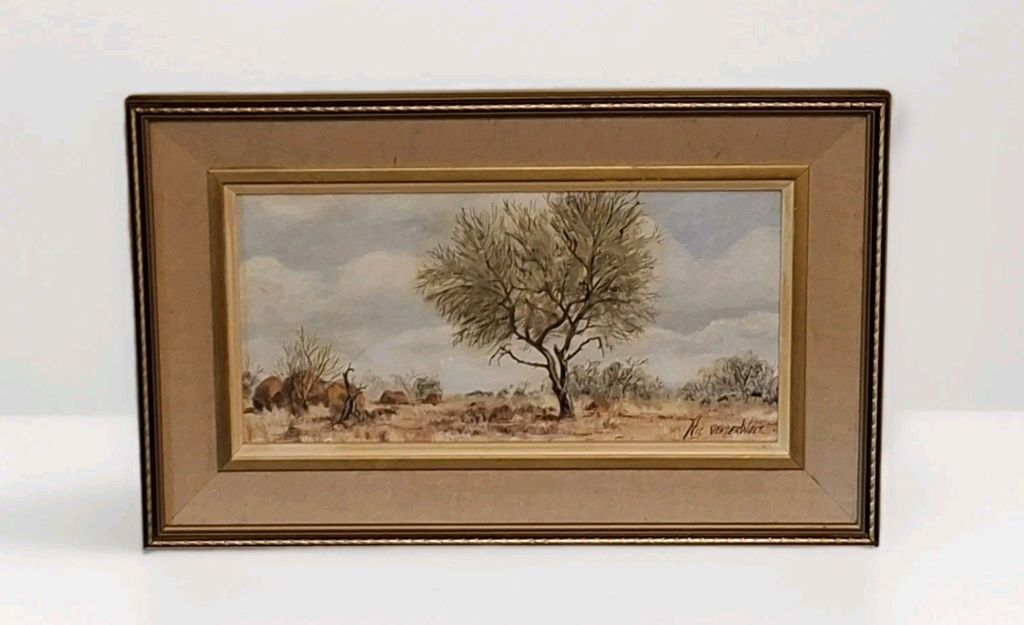 Vintage South African Oil Painting Kruger National Park Nic Van Der Walt Skukuza