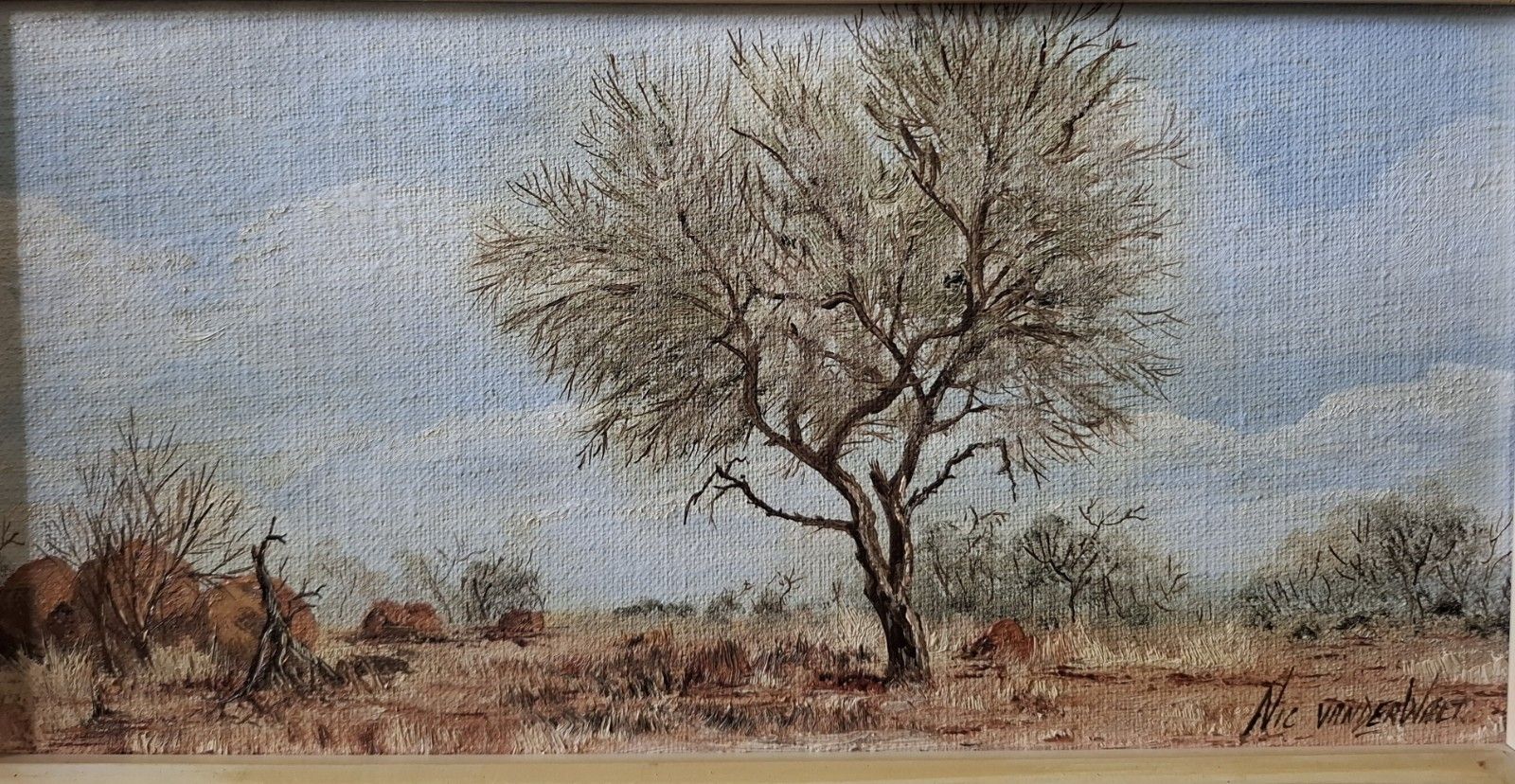 Vintage South African Oil Painting Kruger National Park Nic Van Der Walt Skukuza photo Art