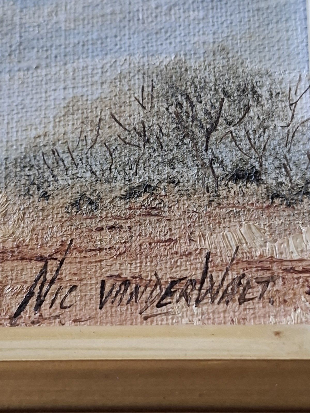 photo buy Vintage South African Oil Painting Kruger National Park Nic Van Der Walt Skukuza