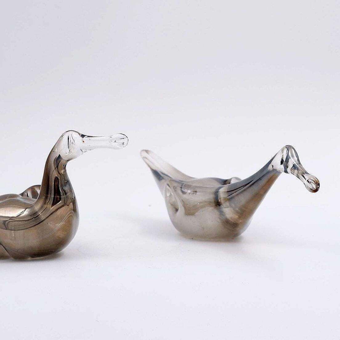 photo for sale Mid 20th Century Mercury Glass Duck Couple Sculpture, Vintage Art