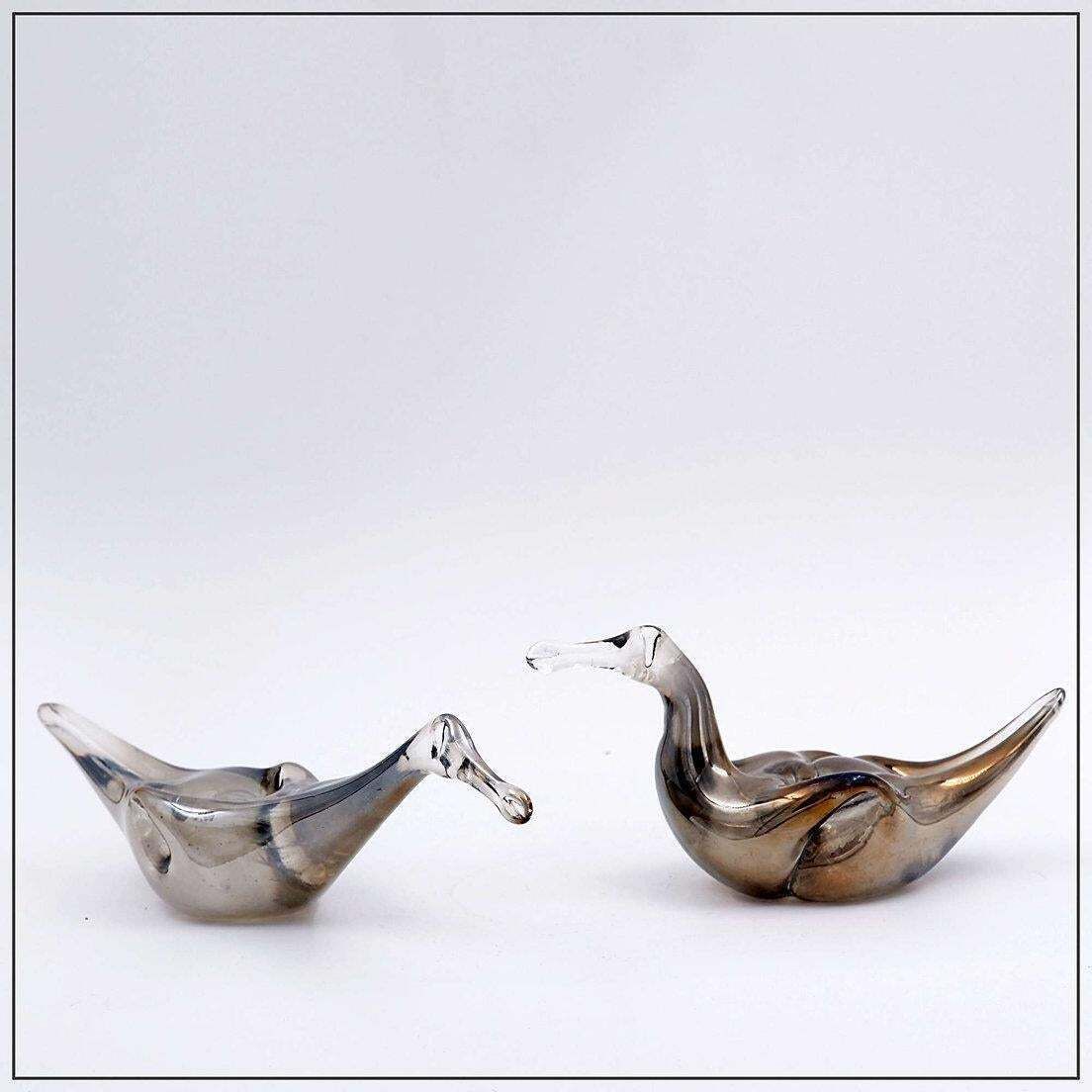 photo buy Mid 20th Century Mercury Glass Duck Couple Sculpture, Vintage Art