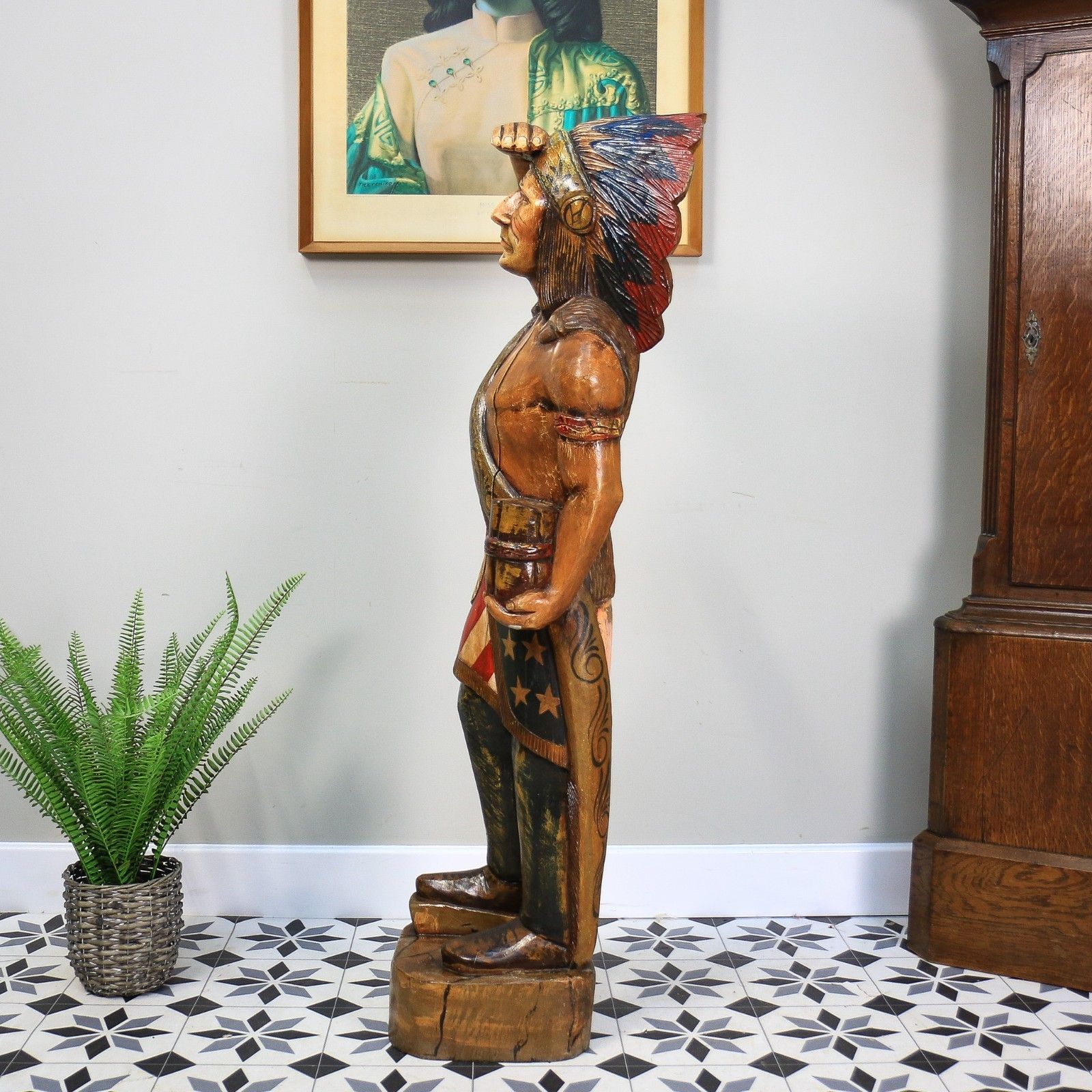 349.0 Cigar Store Indian Tobacco Advertisement Hand Carved Large 124cm photo