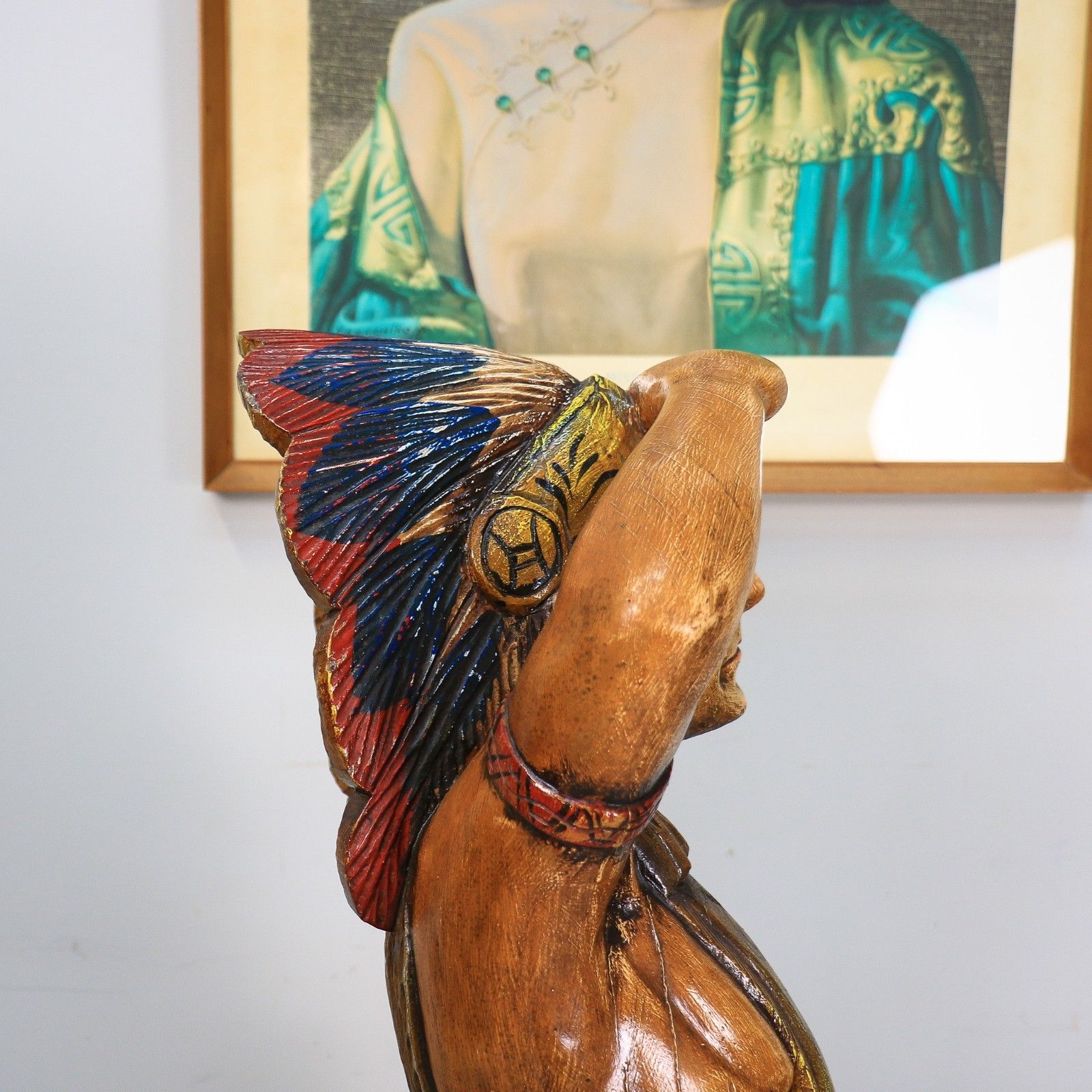 photo vintage Cigar Store Indian Tobacco Advertisement Hand Carved Large 124cm