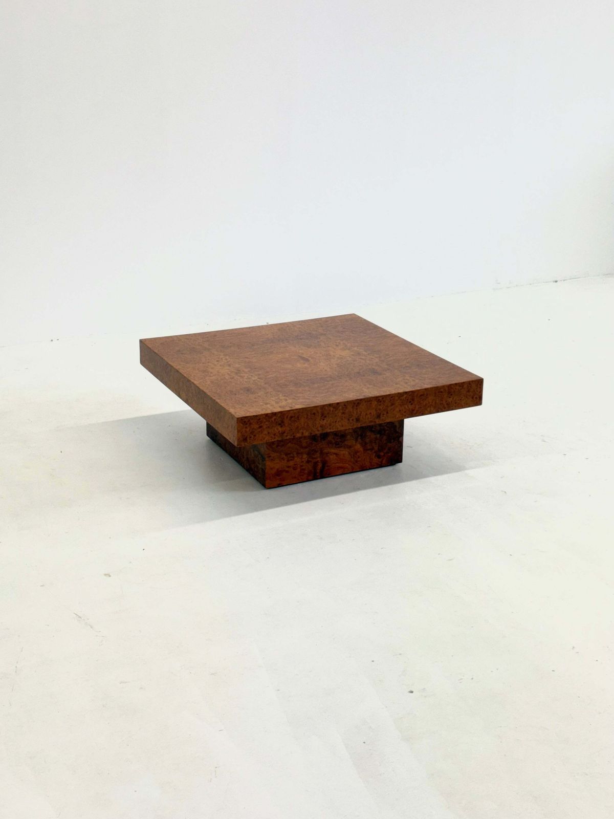 Square Coffee Table By Fratelli Turri With Burl Wood photo vintage