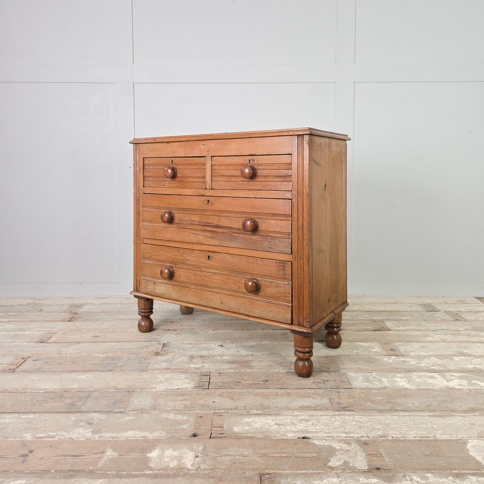 Antique Pine Chest Of Drawers | Farmhouse Style Four Drawer Chest