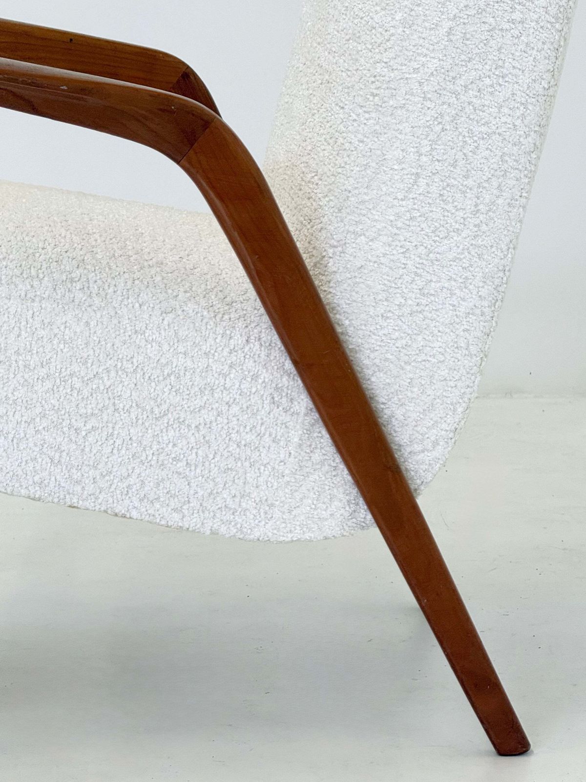 Italian Mid Century Lounge Armchair In Cherry Wood With White Buckle photo 1900.0
