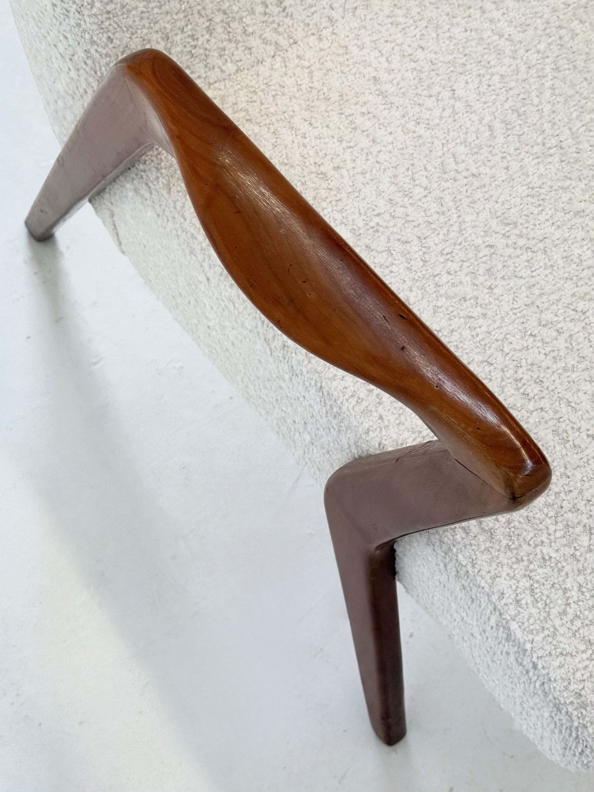photo buy Italian Mid Century Lounge Armchair In Cherry Wood With White Buckle